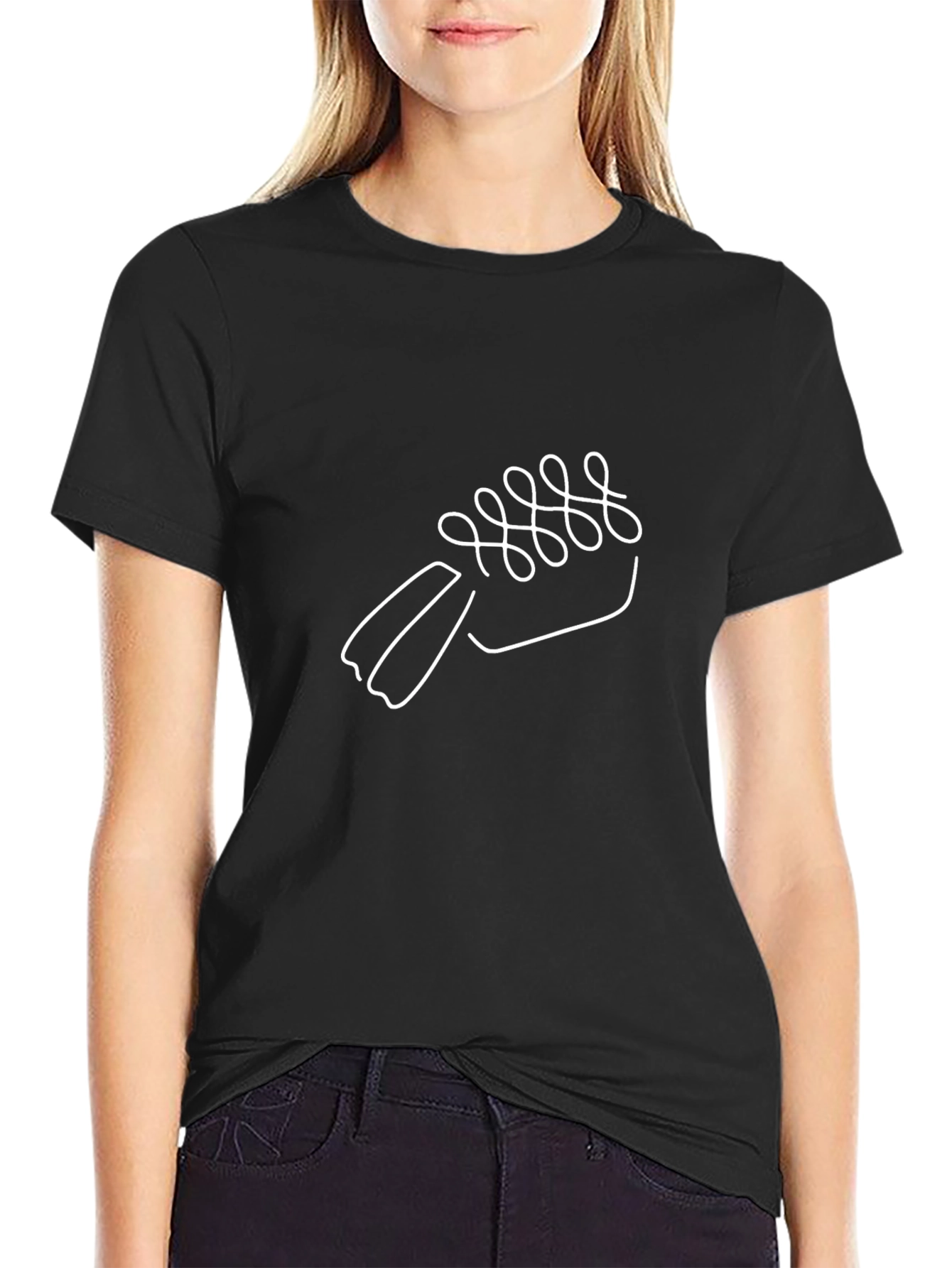 Black T-Shirt with Abstract Shoe Print
