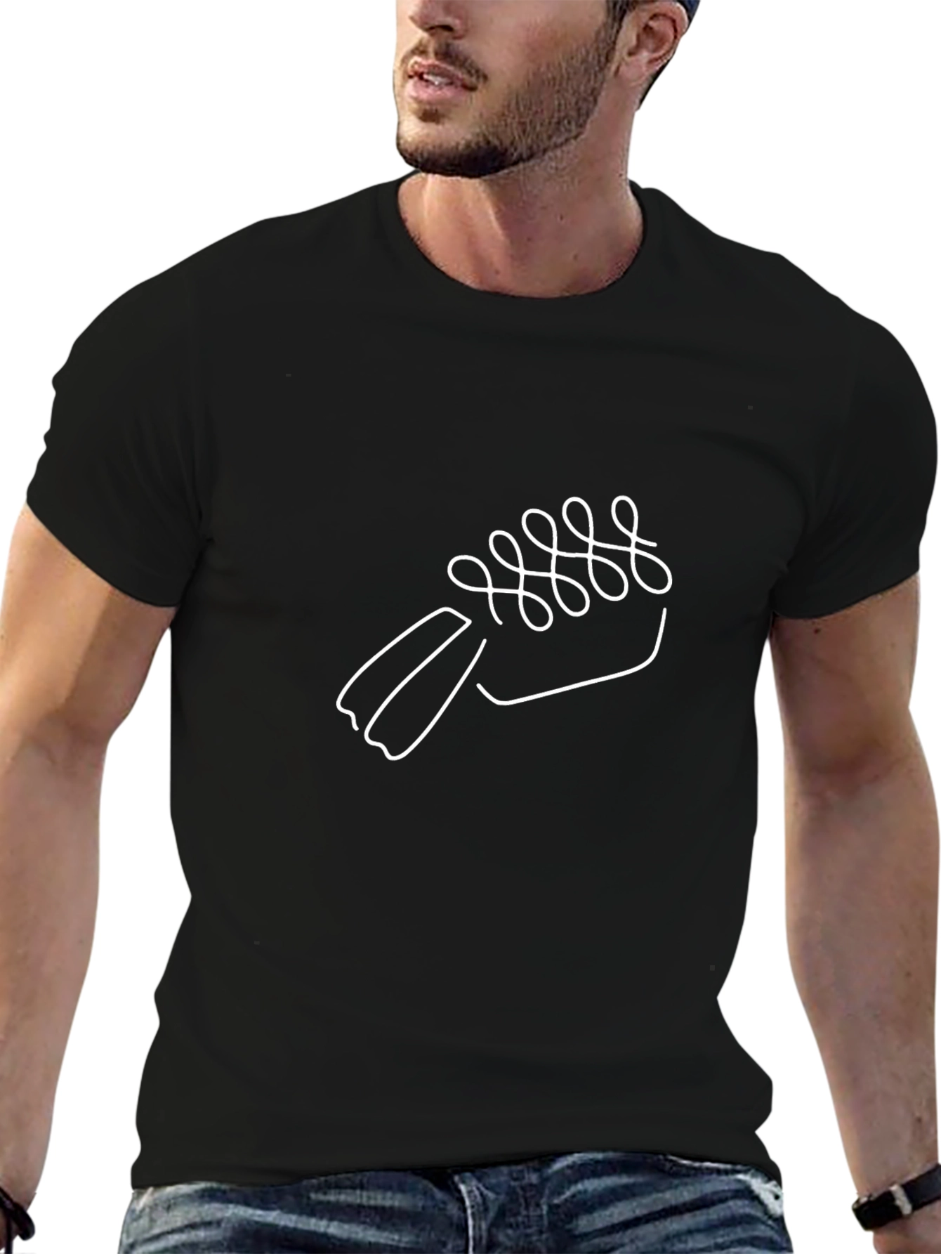 Black T-Shirt with Abstract Shoe Print
