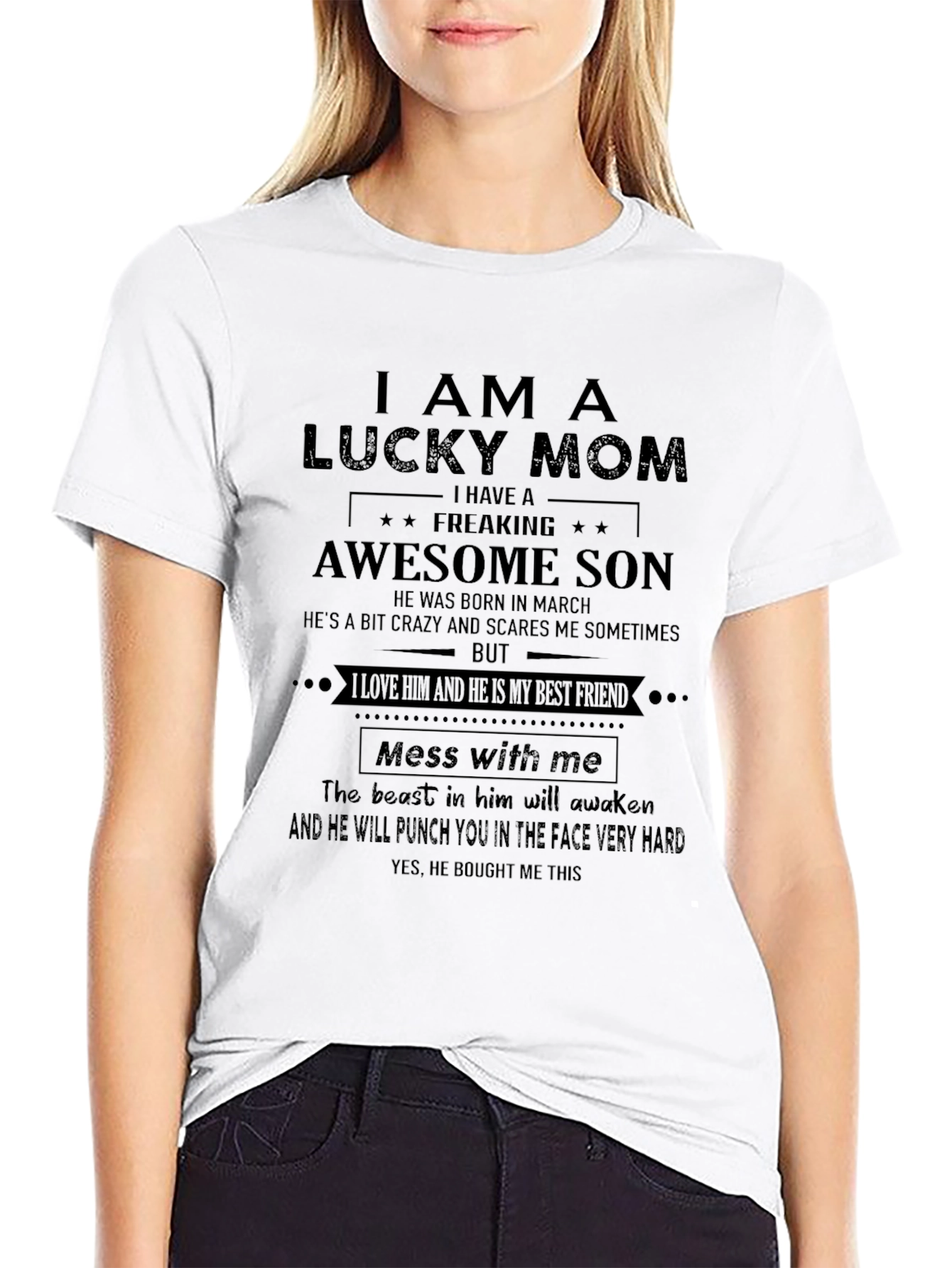 Lucky Mom T-Shirt - Awesome Son Design