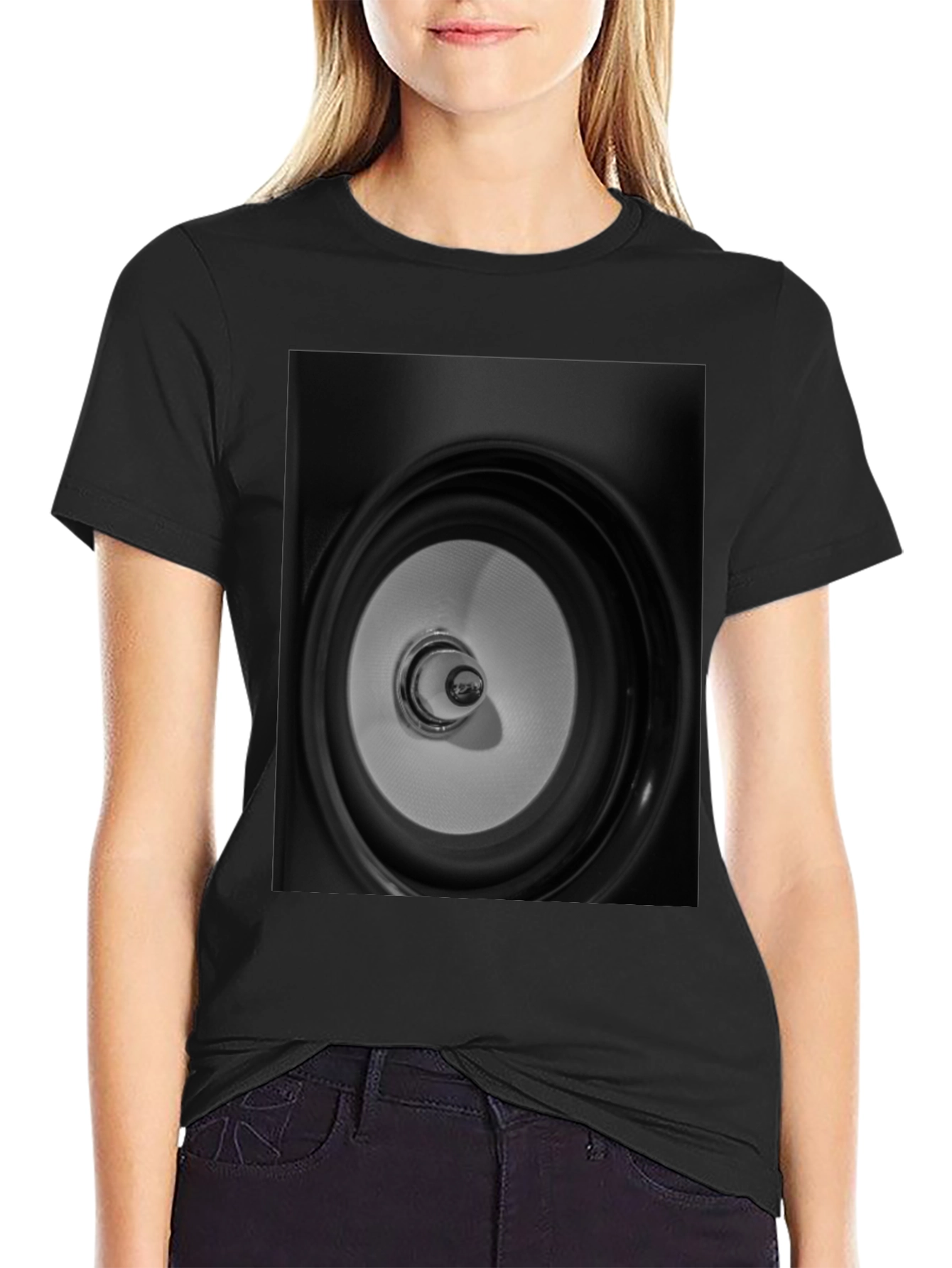Speaker Graphic Black Tee - Modern Style