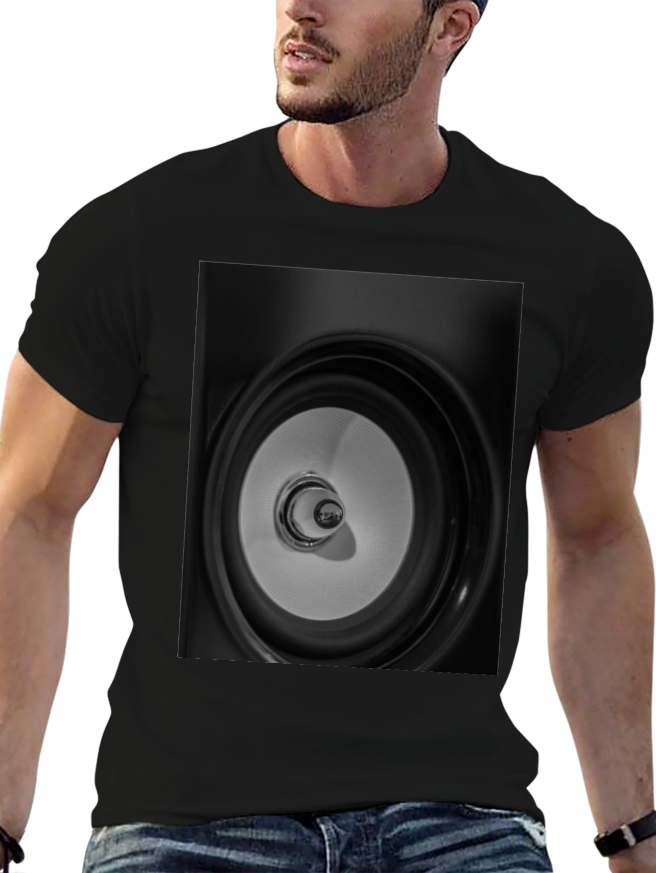 Speaker Graphic Black Tee - Modern Style