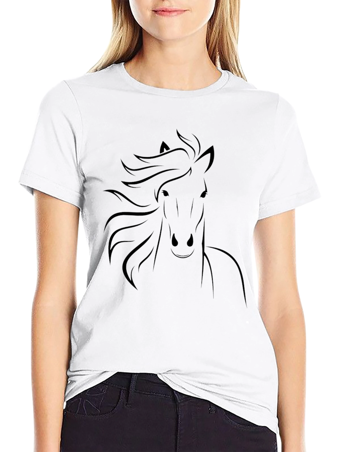 Black Horse Graphic Tee - Stylish Mens T-Shirt