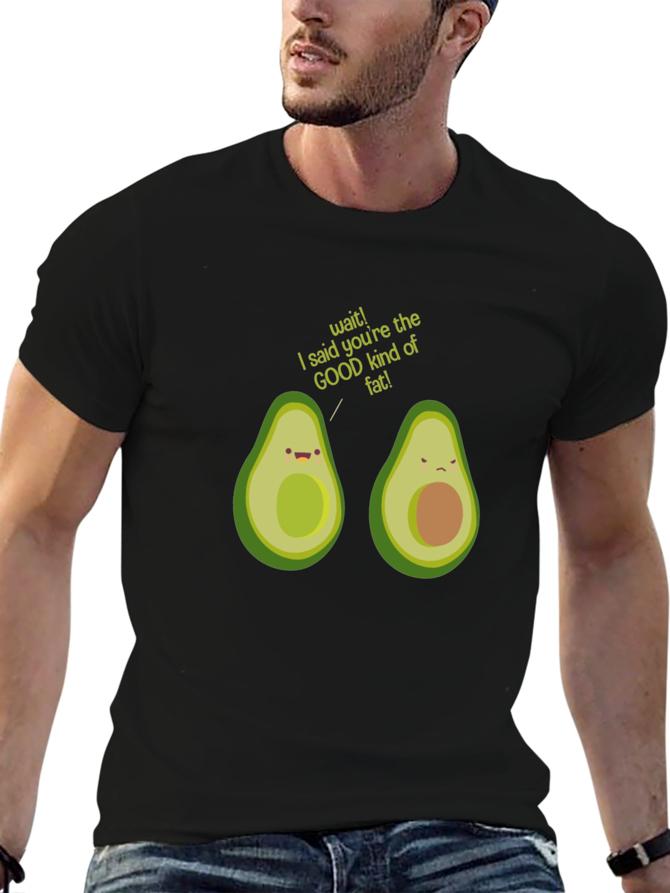 Avocado Good Fat Humor Graphic T-Shirt