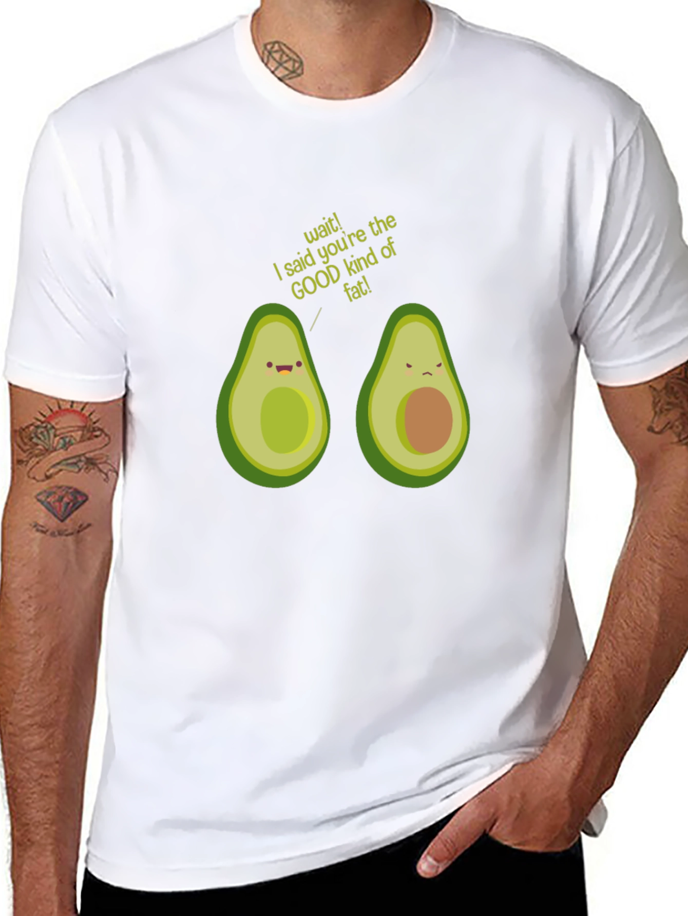 Avocado Good Fat Humor Graphic T-Shirt