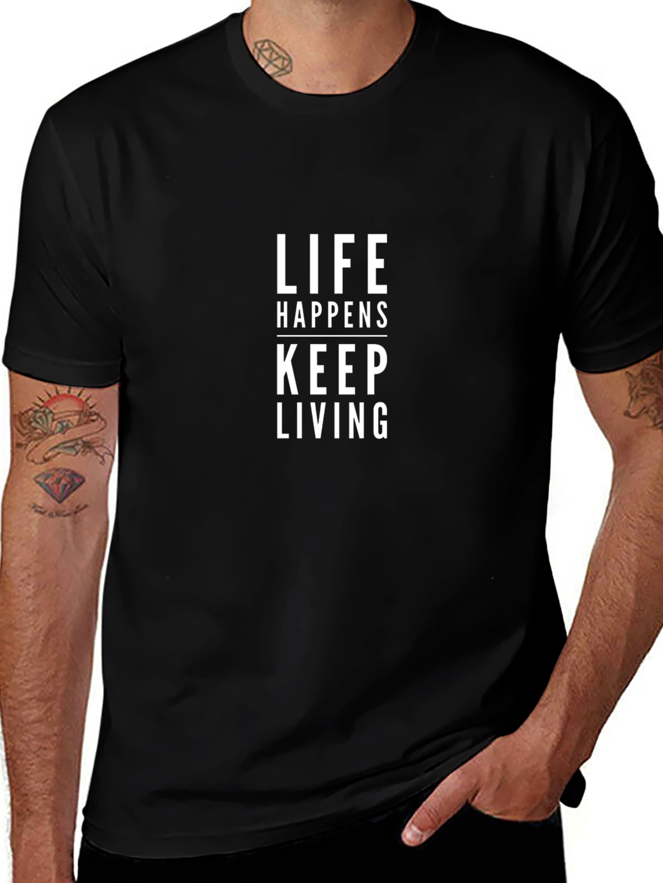 Life Happens Keep Living Black Graphic T-Shirt