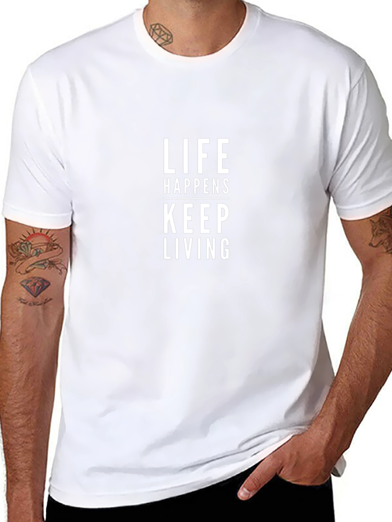 Life Happens Keep Living Black Graphic T-Shirt