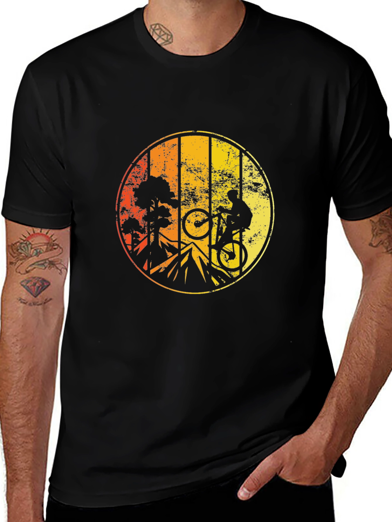 Mountain Biking Sunset Graphic Tee