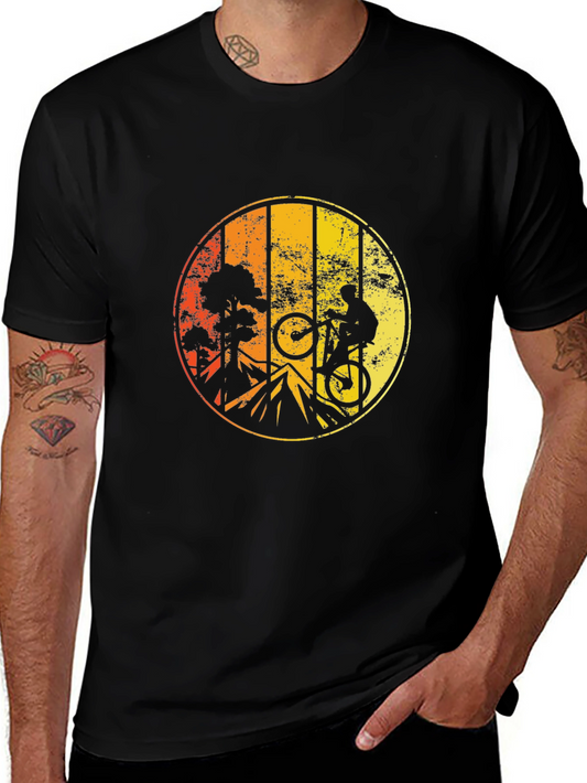 Mountain Biking Sunset Graphic Tee