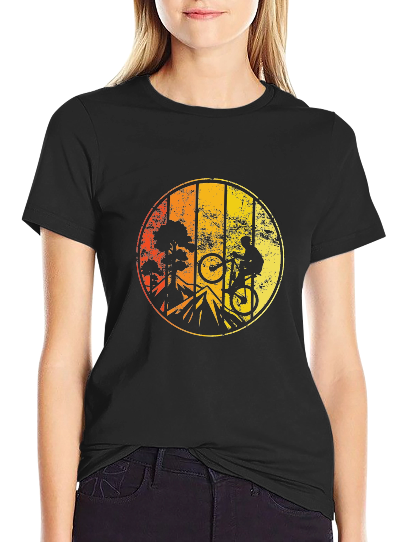Mountain Biking Sunset Graphic Tee