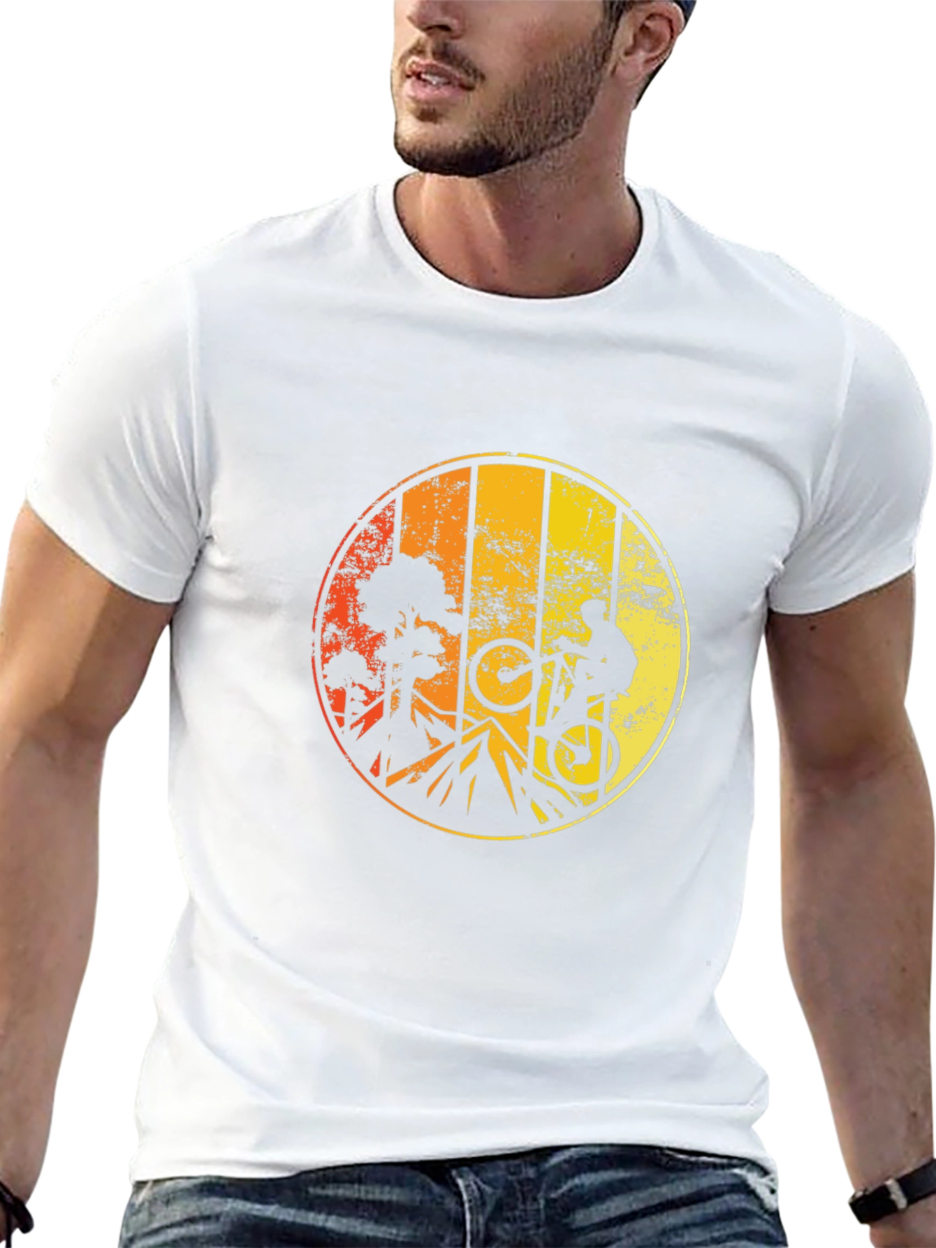 Mountain Biking Sunset Graphic Tee