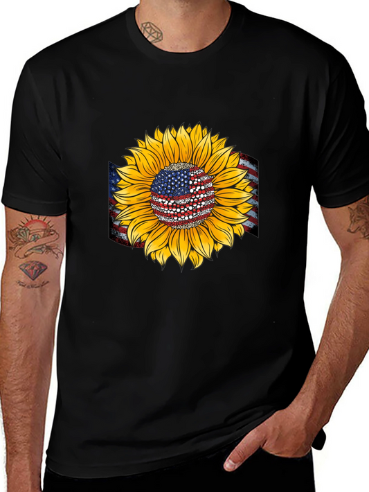 American Flag Sunflower Graphic Tee