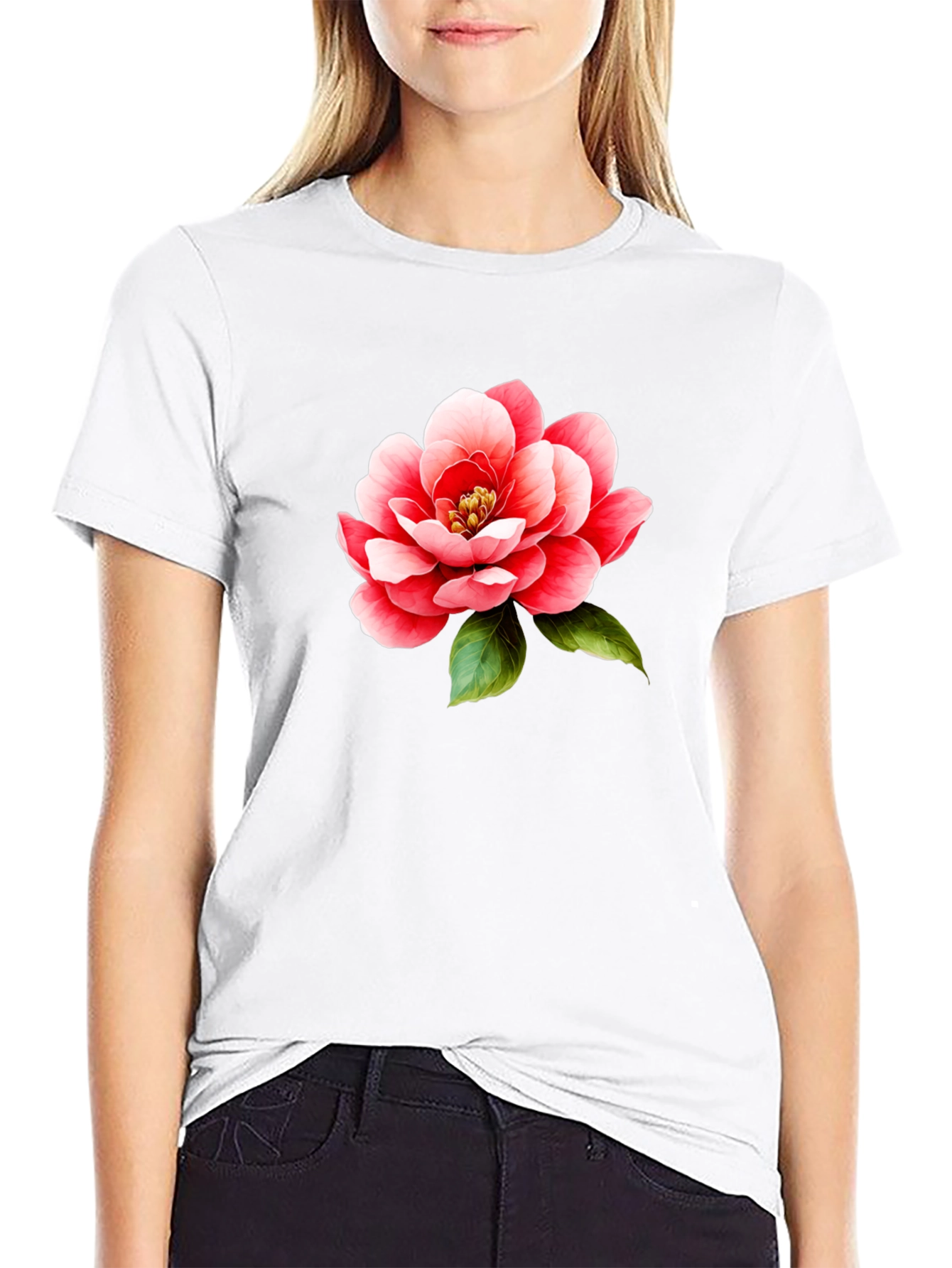 Floral Print T-Shirt - Bold Flower Design