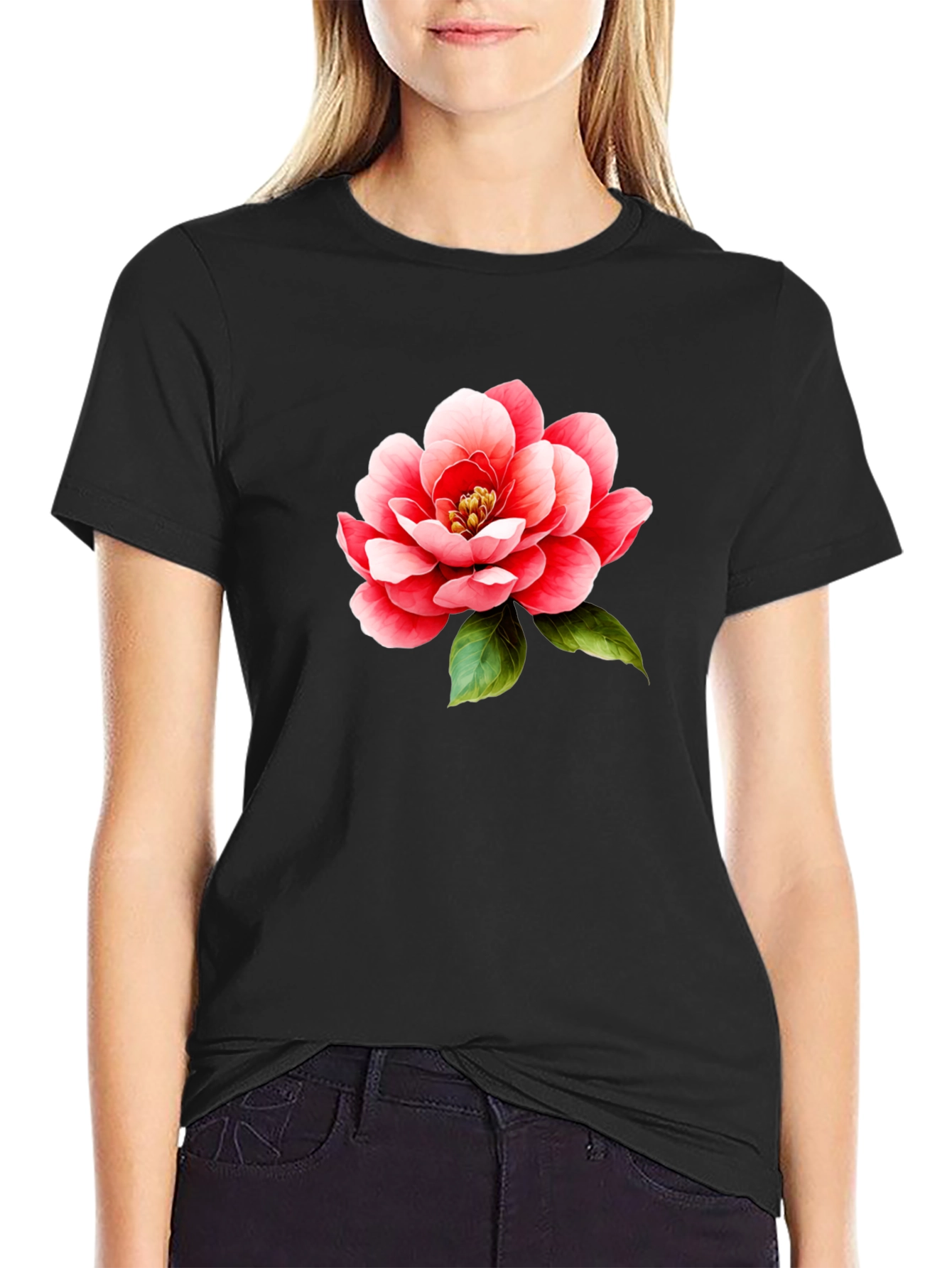 Floral Print T-Shirt - Bold Flower Design