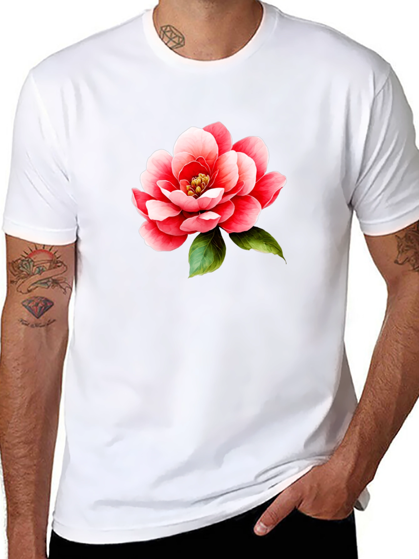 Floral Print T-Shirt - Bold Flower Design