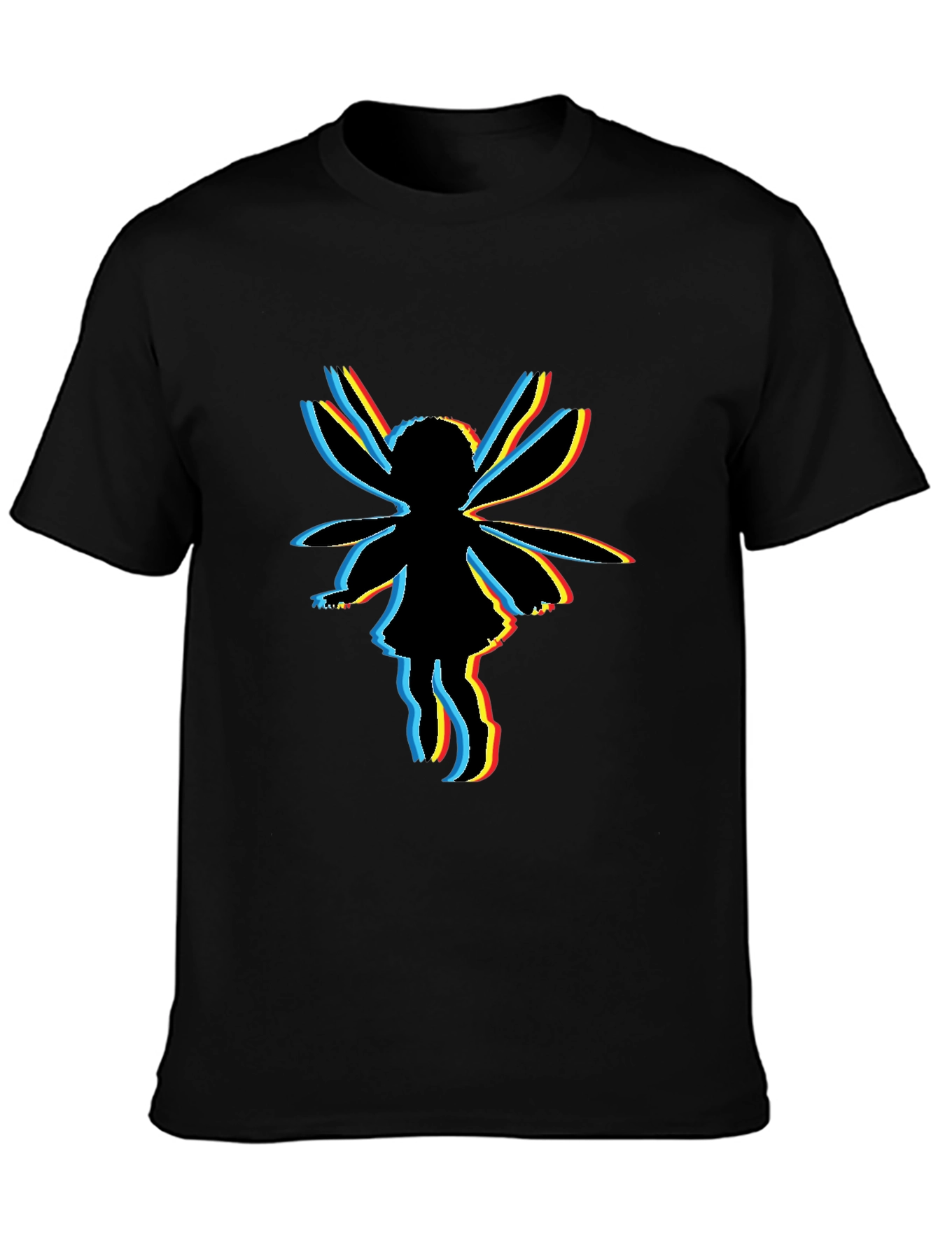 Glitch Fairy Graphic Tee - Unique Black T-Shirt