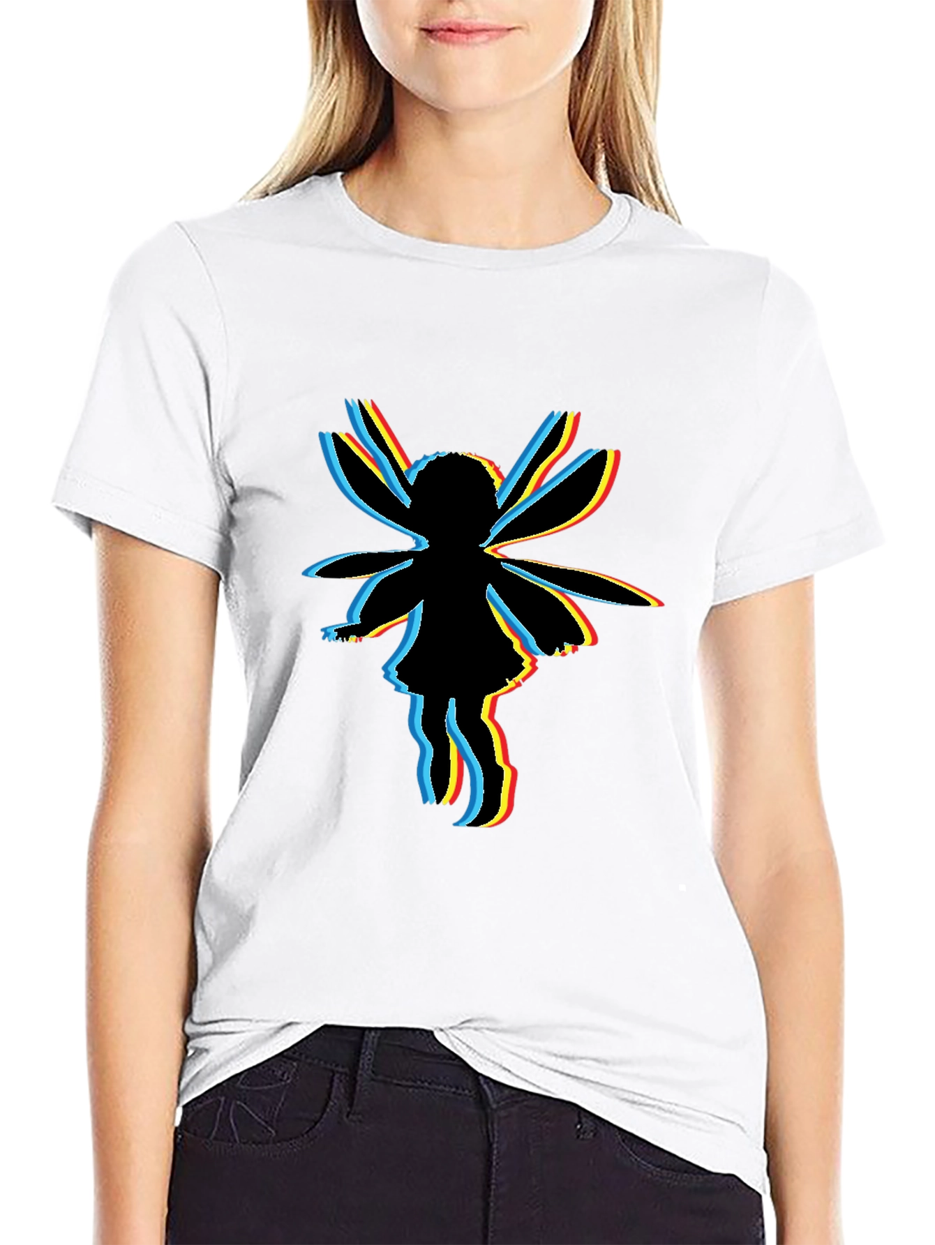 Glitch Fairy Graphic Tee - Unique Black T-Shirt