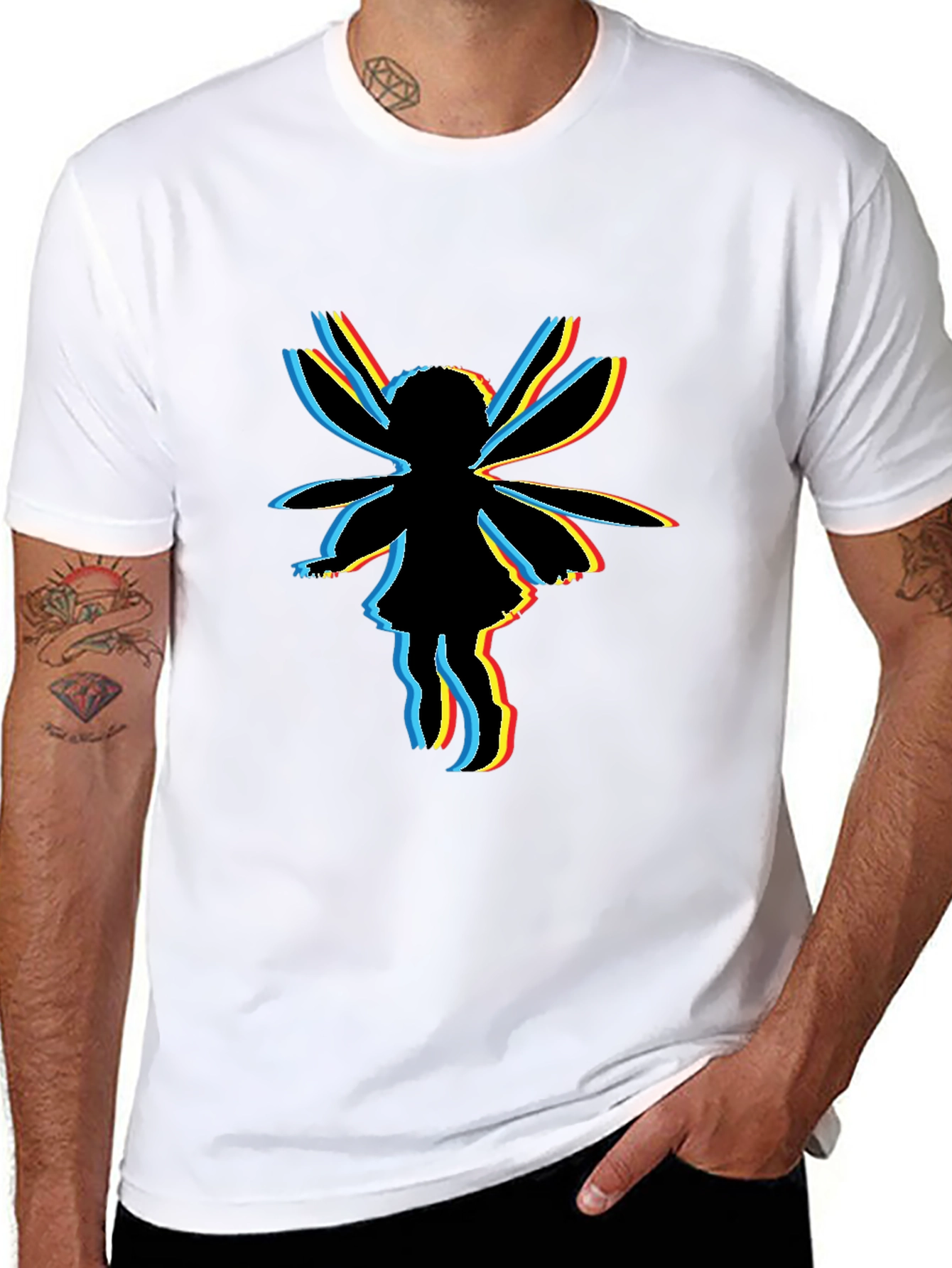 Glitch Fairy Graphic Tee - Unique Black T-Shirt