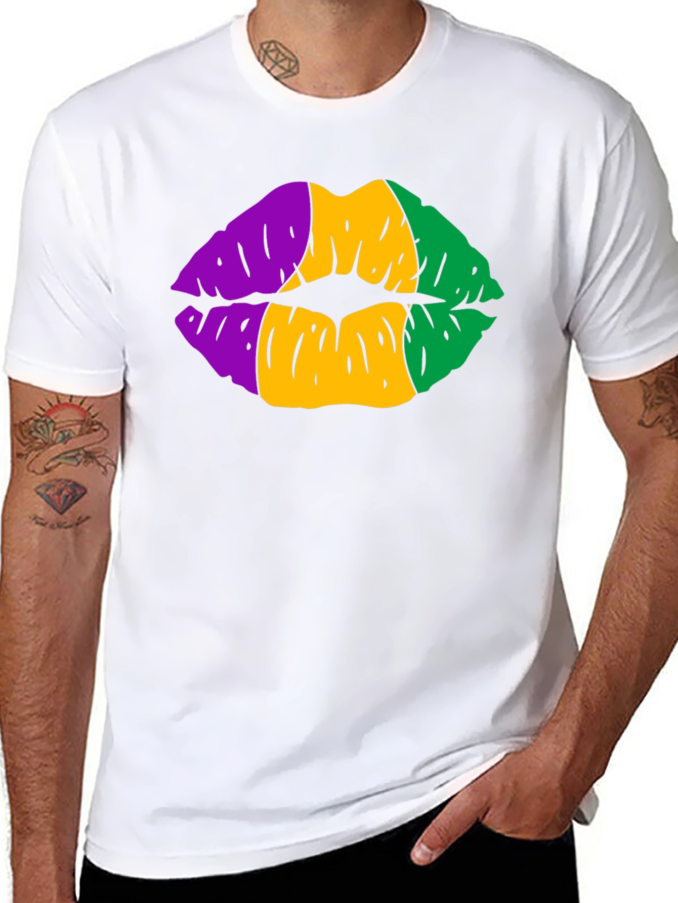 Mardi Gras Lips Graphic T-Shirt
