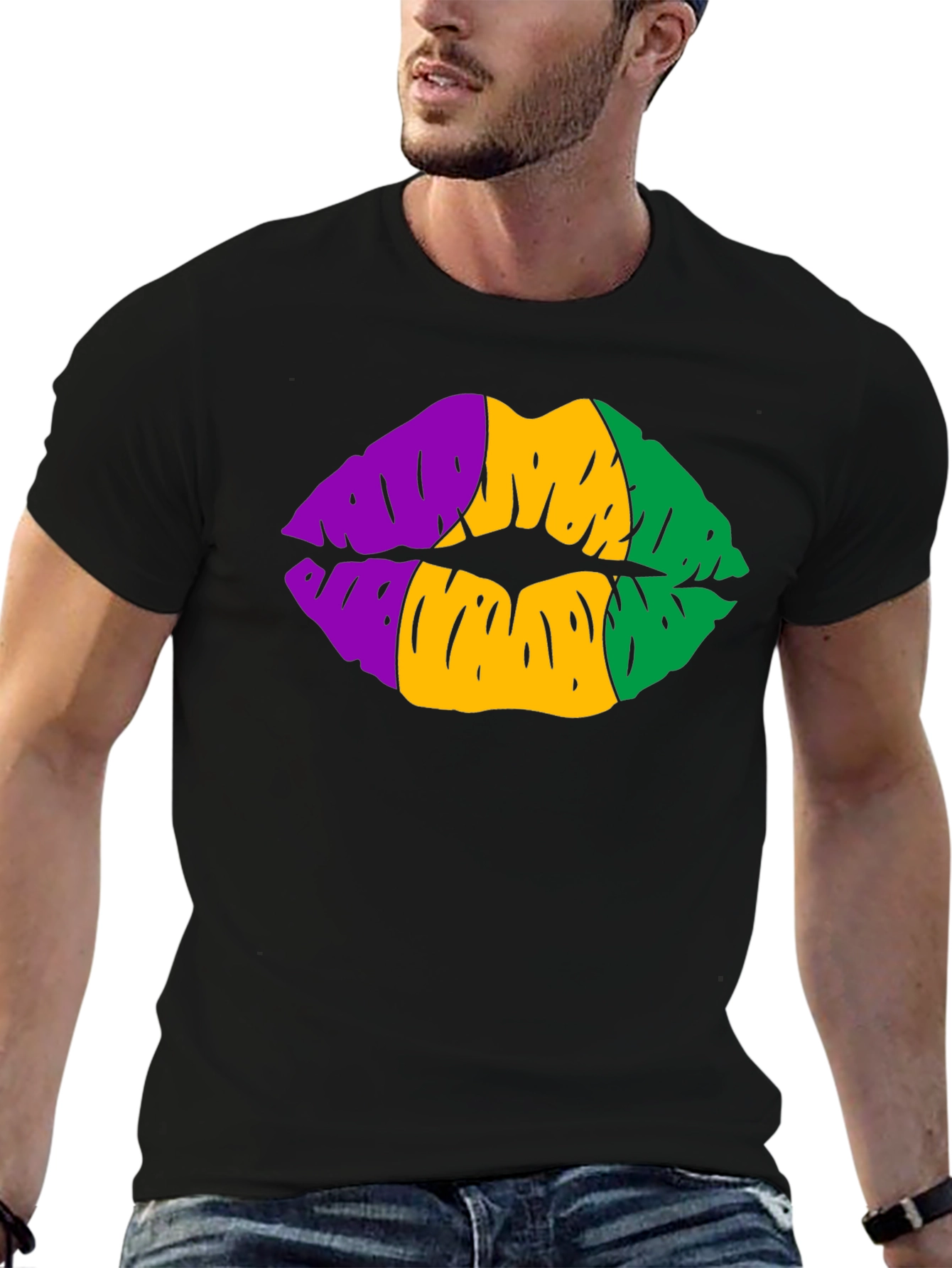 Mardi Gras Lips Graphic T-Shirt