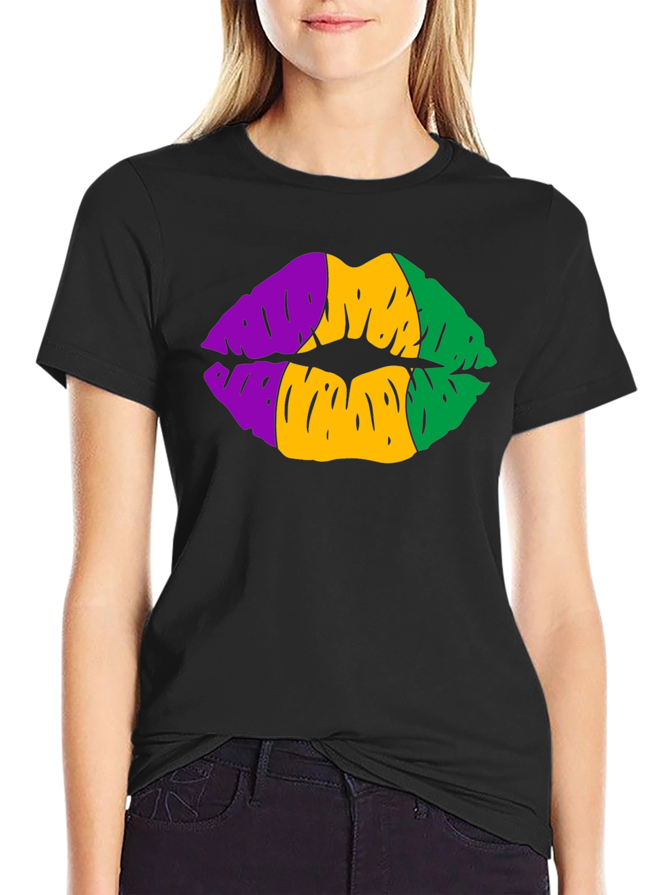 Mardi Gras Lips Graphic T-Shirt