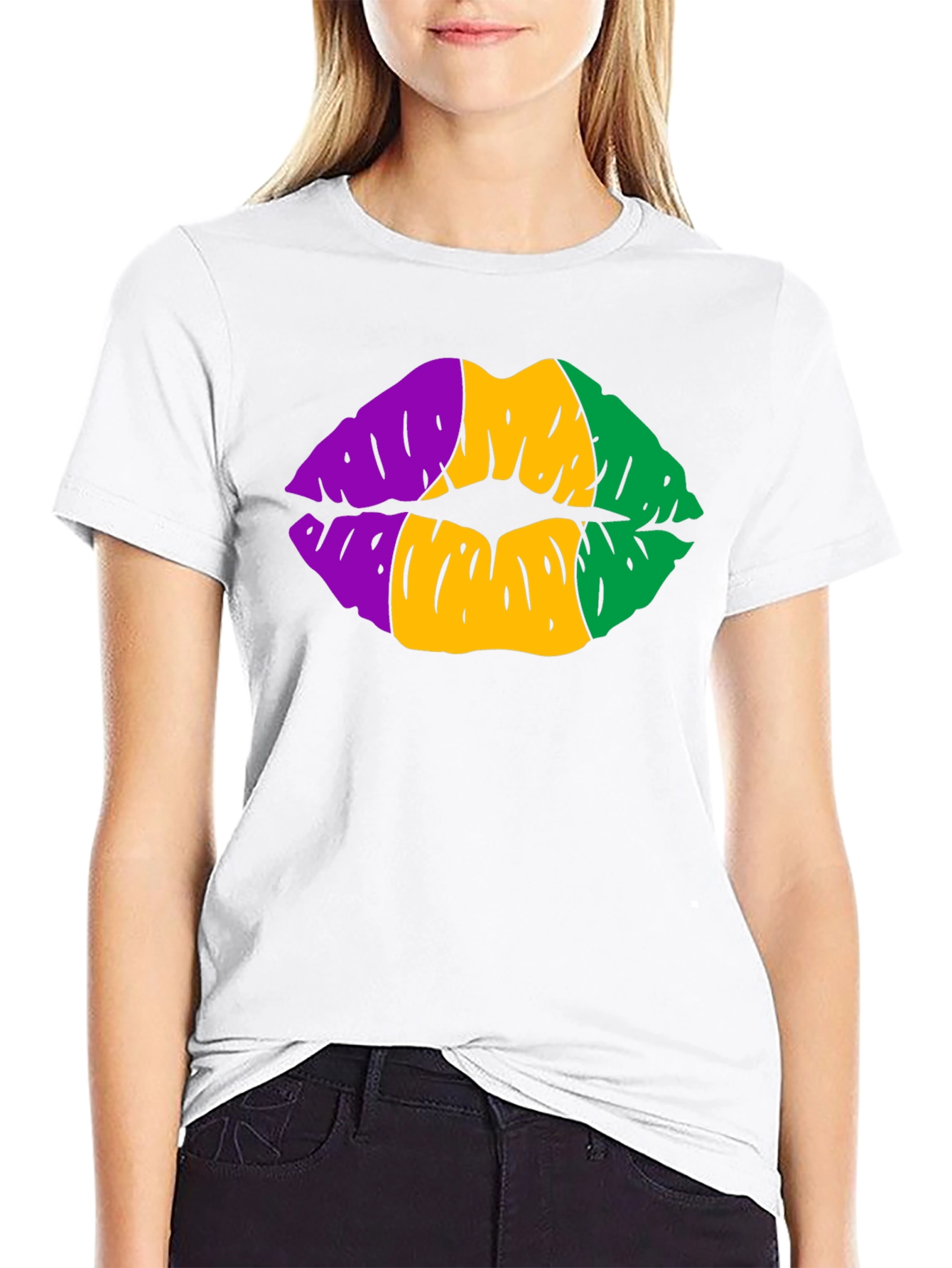 Mardi Gras Lips Graphic T-Shirt
