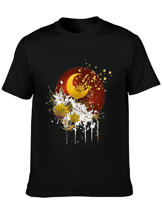 Celestial Moon & Lotus Graphic Tee