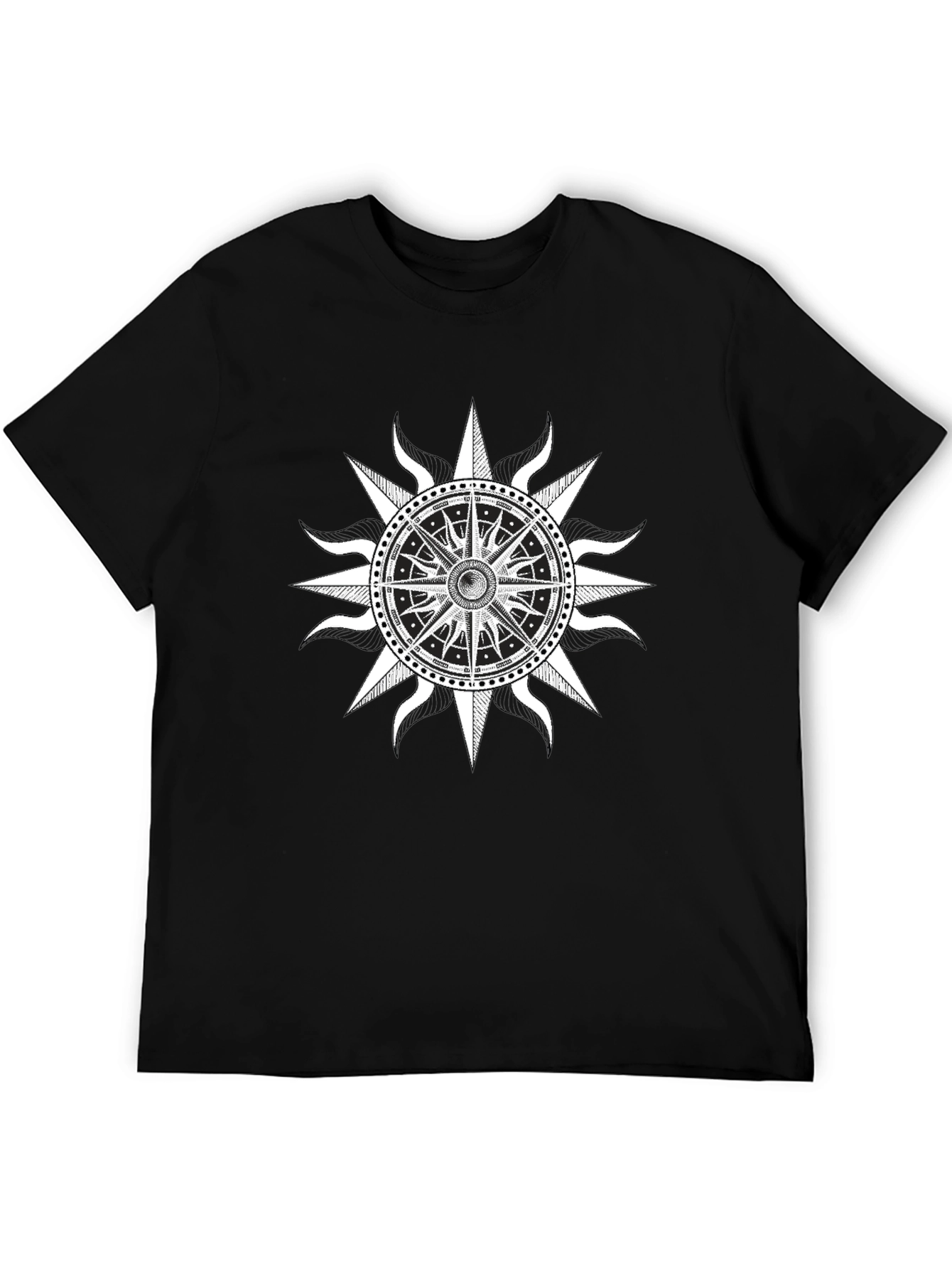 Compass Rose Graphic Tee - Black Cotton Comfort