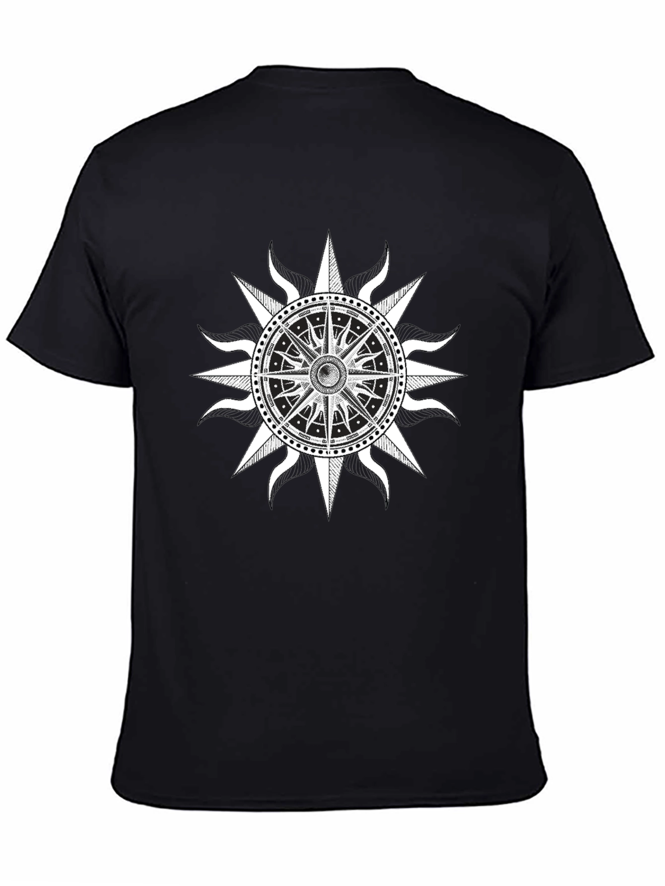 Compass Rose Graphic Tee - Black Cotton Comfort