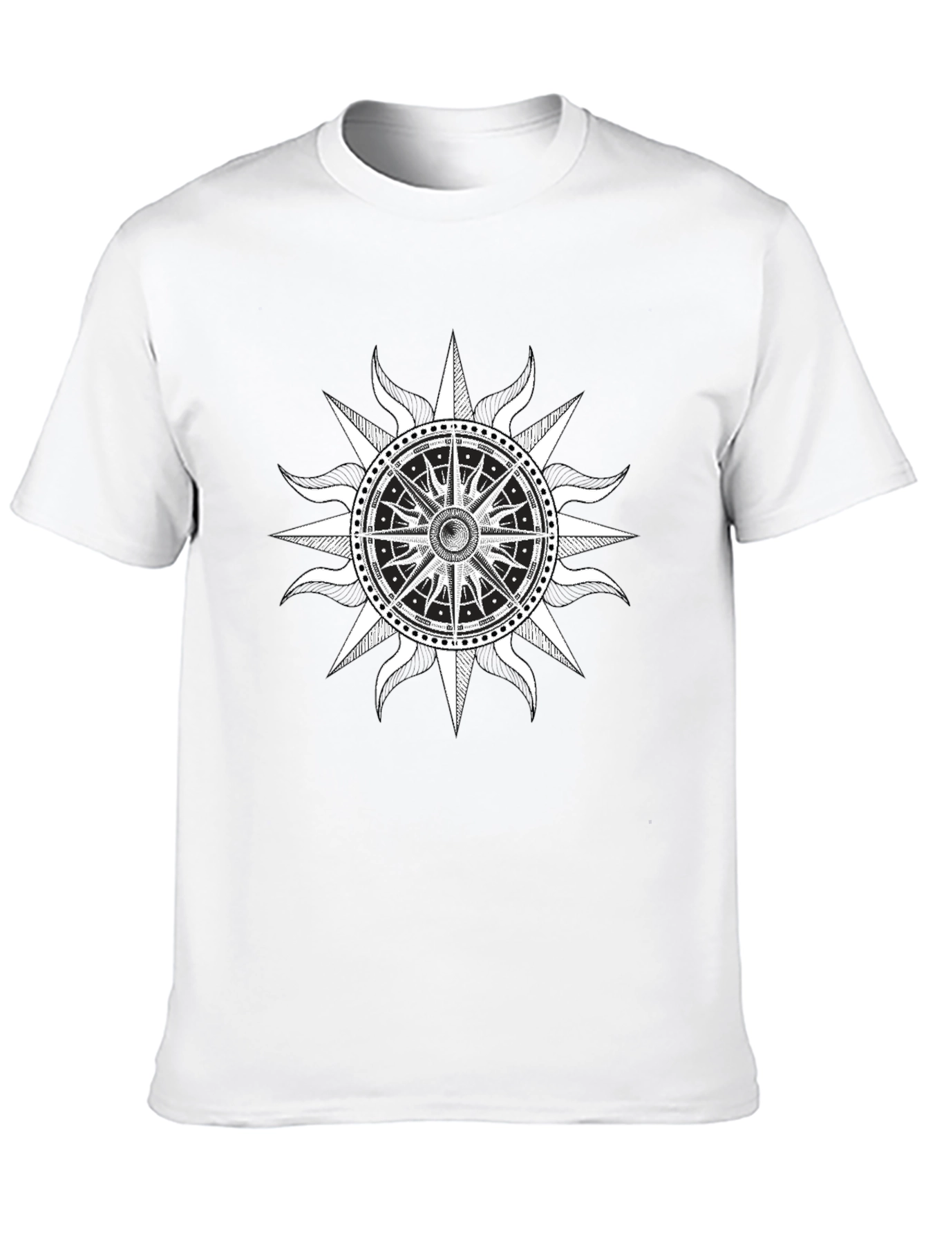 Compass Rose Graphic Tee - Black Cotton Comfort