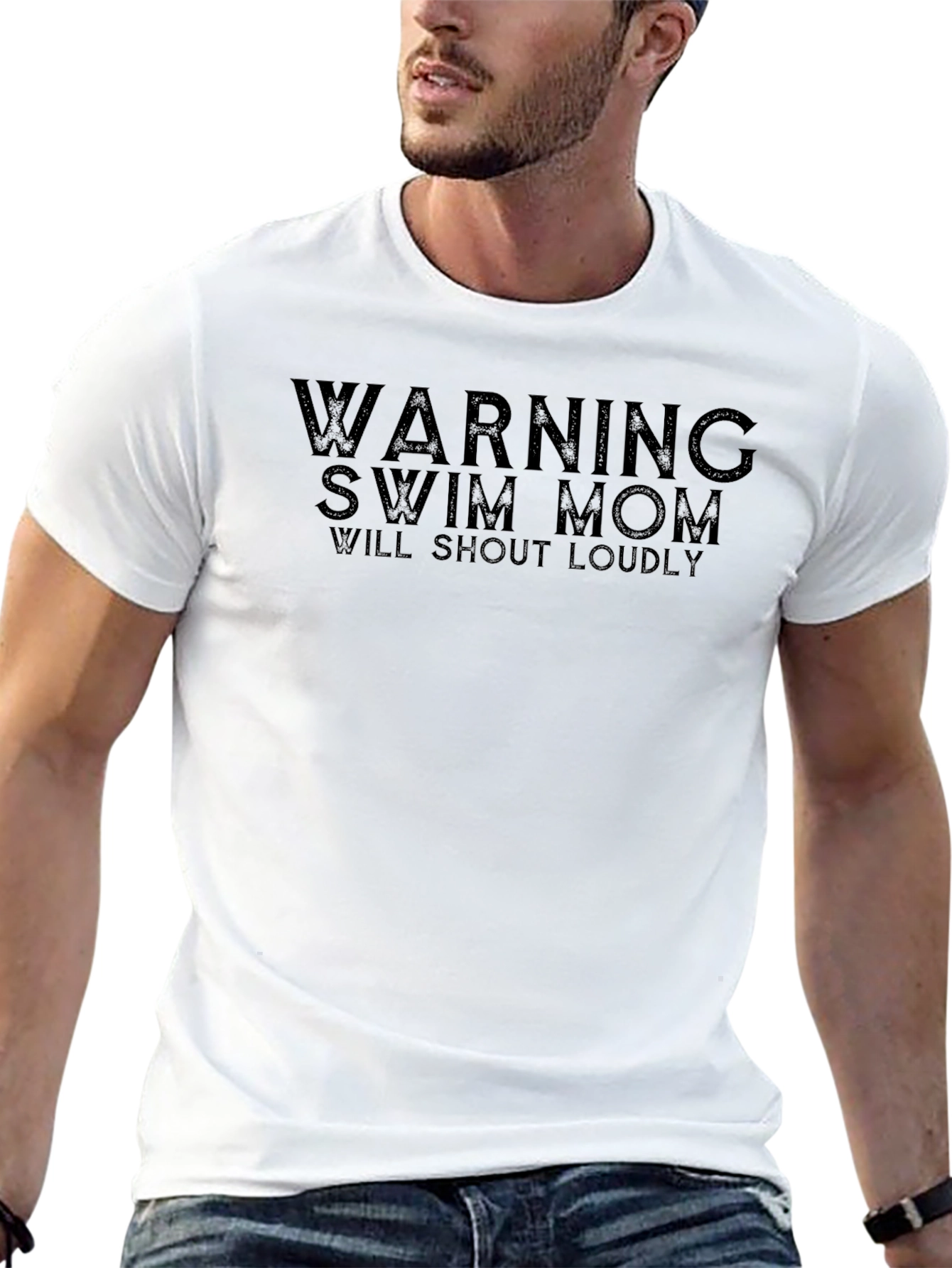 Warning Swim Mom T-Shirt - Loudly Supportive Tee