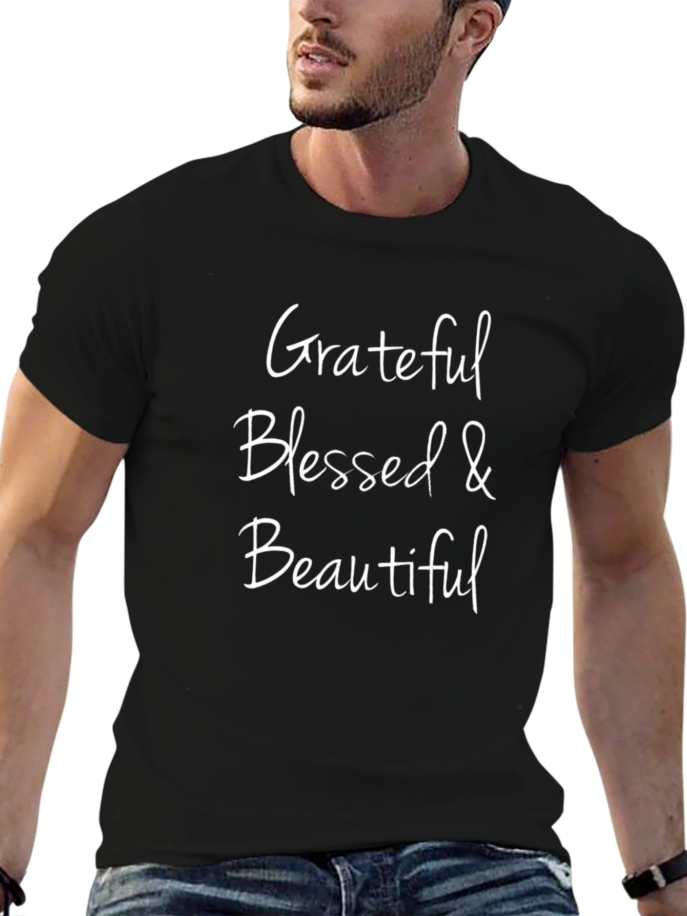 Grateful Blessed & Beautiful Black T-Shirt