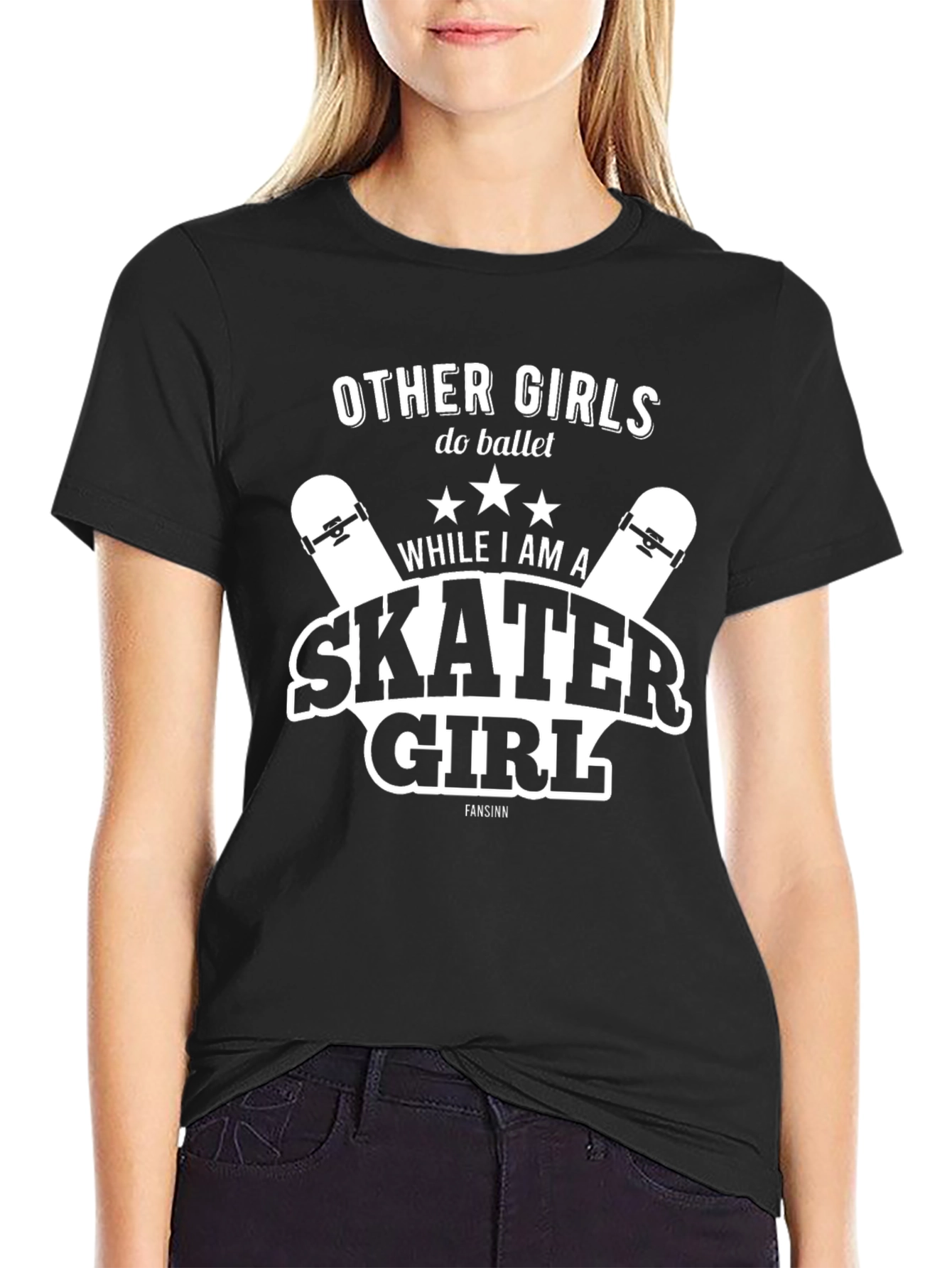 Skater Girl Graphic T-Shirt - Black Tee