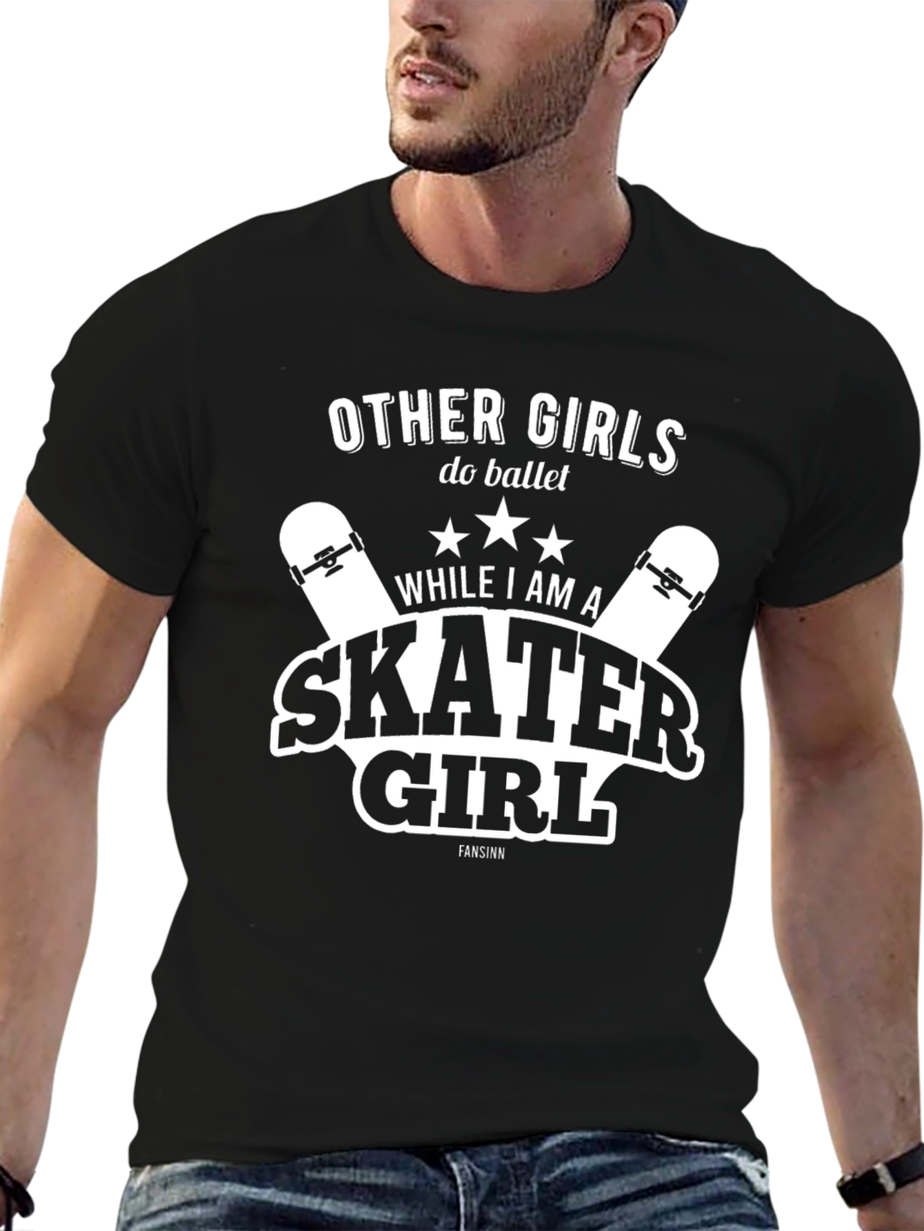 Skater Girl Graphic T-Shirt - Black Tee