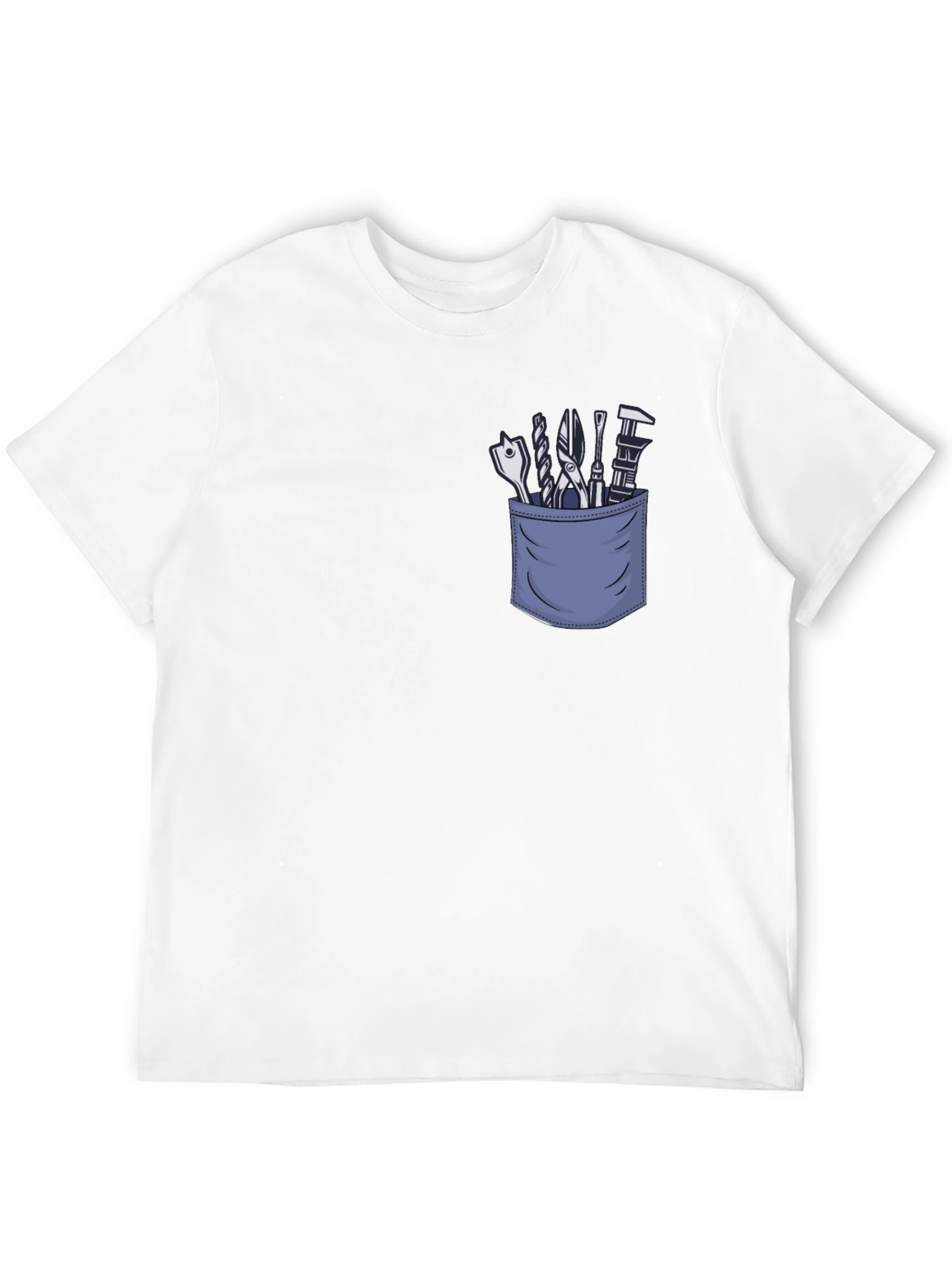 Mens Black T-Shirt with Tool Pocket Graphic
