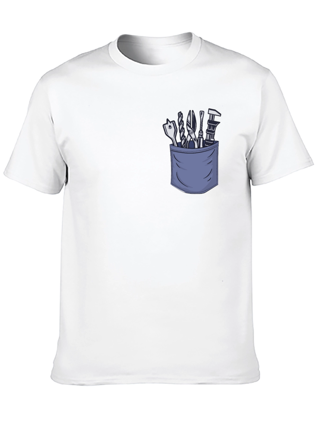 Mens Black T-Shirt with Tool Pocket Graphic