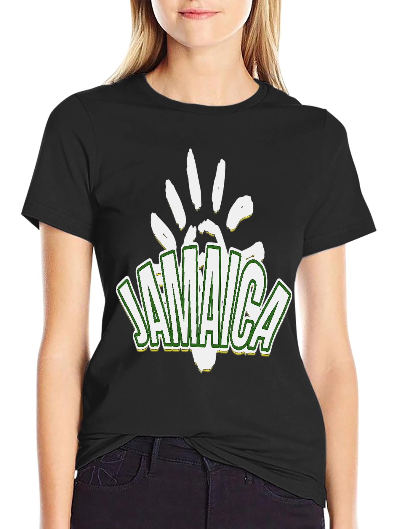 Jamaica Handprint Graphic Black T-Shirt