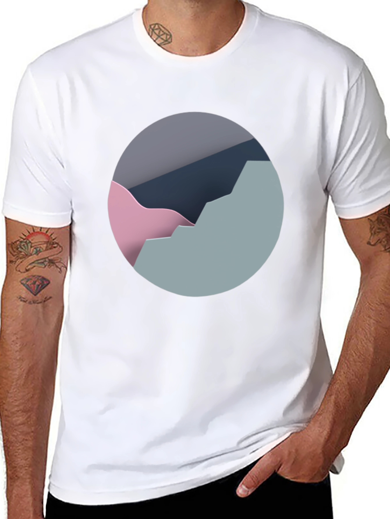Abstract Mountain Graphic Tee - Modern Black T-Shirt