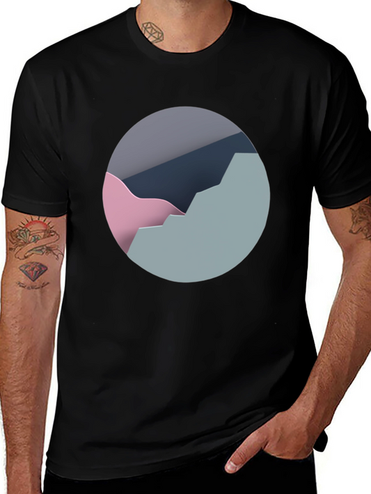 Abstract Mountain Graphic Tee - Modern Black T-Shirt