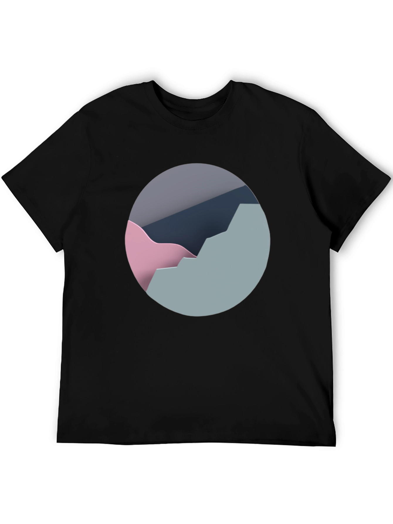Abstract Mountain Graphic Tee - Modern Black T-Shirt
