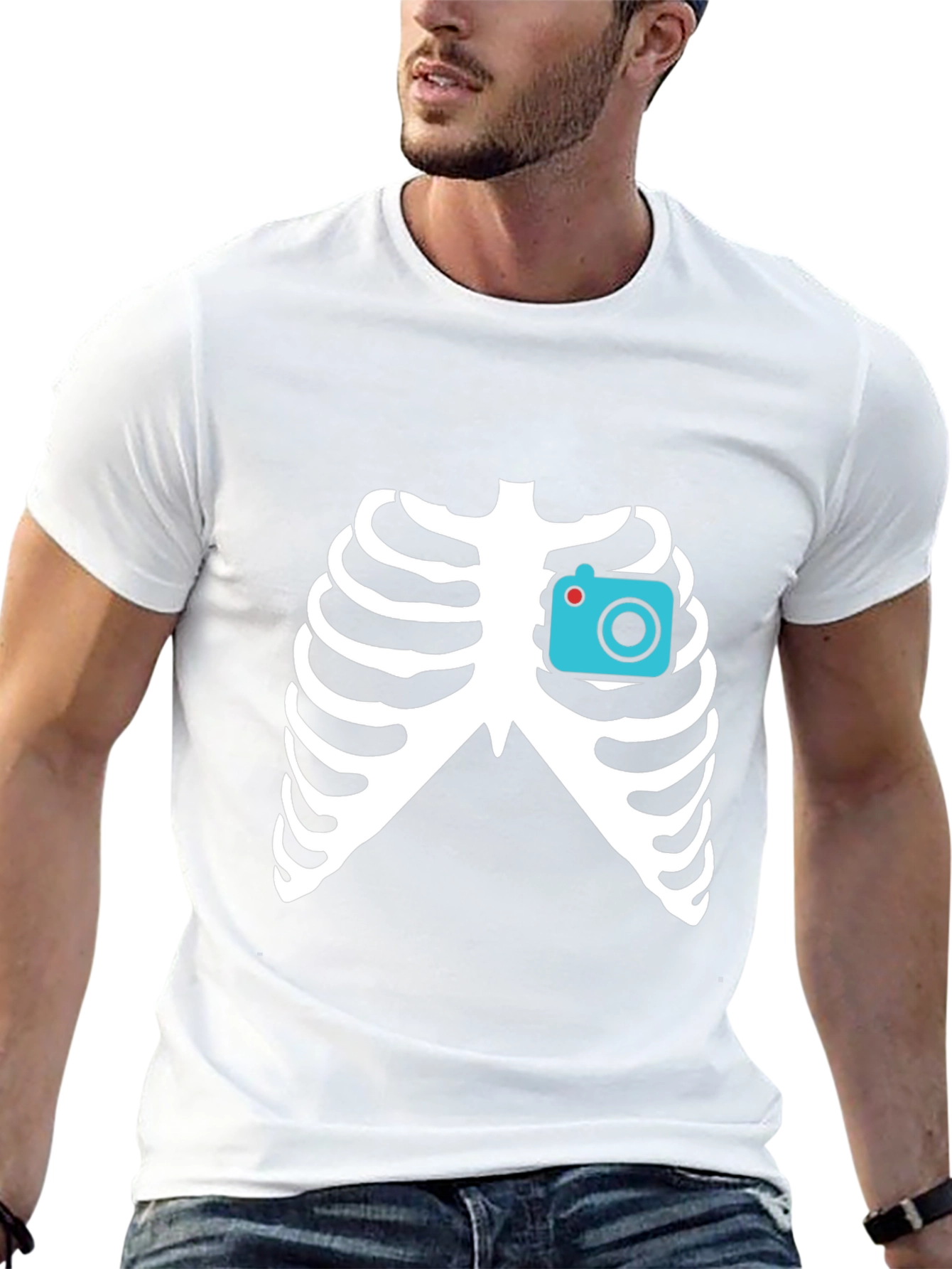 Camera Rib Cage Black Graphic T-Shirt