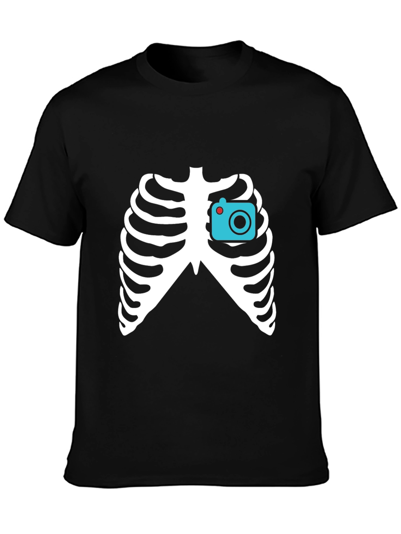 Camera Rib Cage Black Graphic T-Shirt