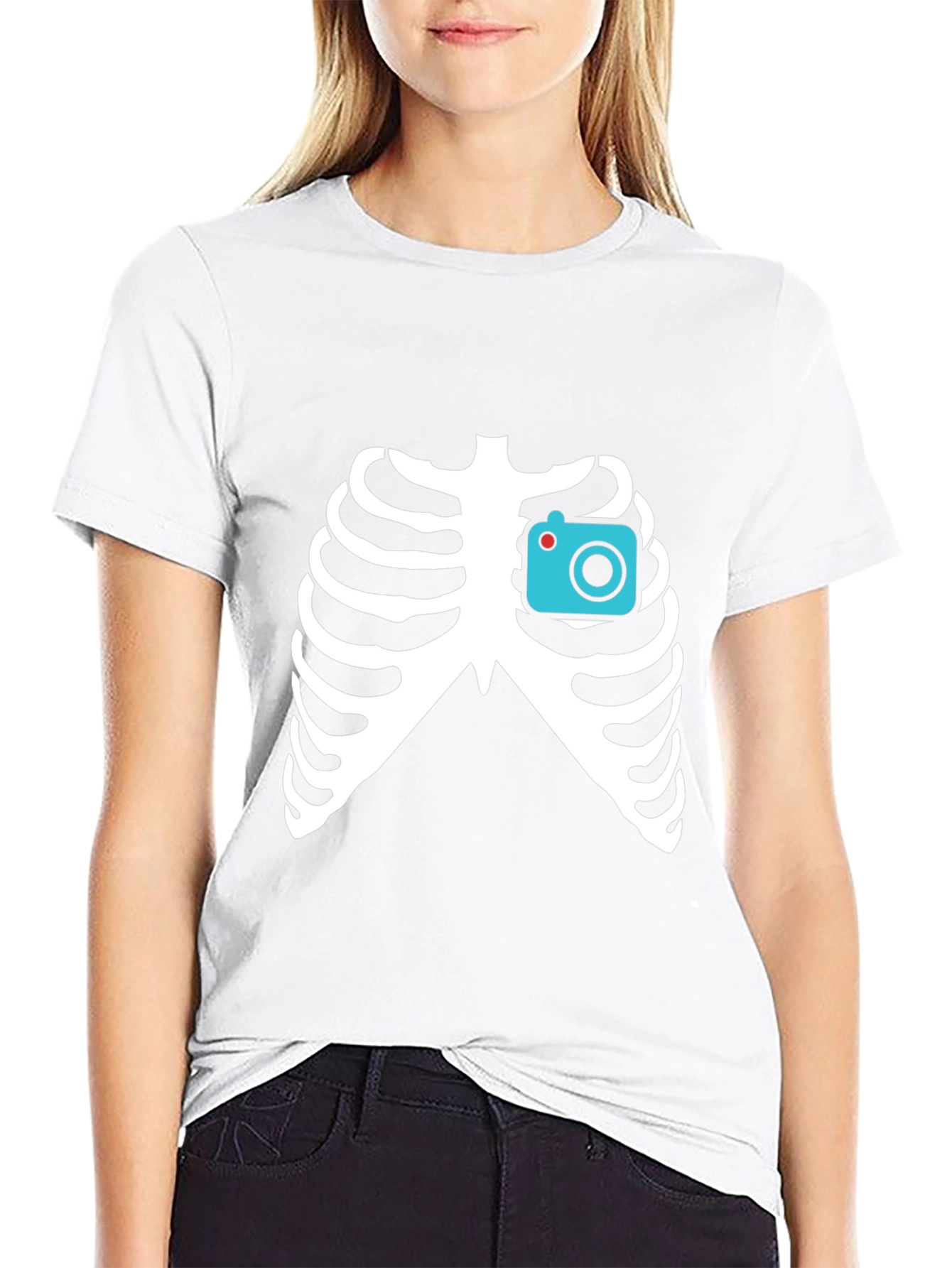 Camera Rib Cage Black Graphic T-Shirt