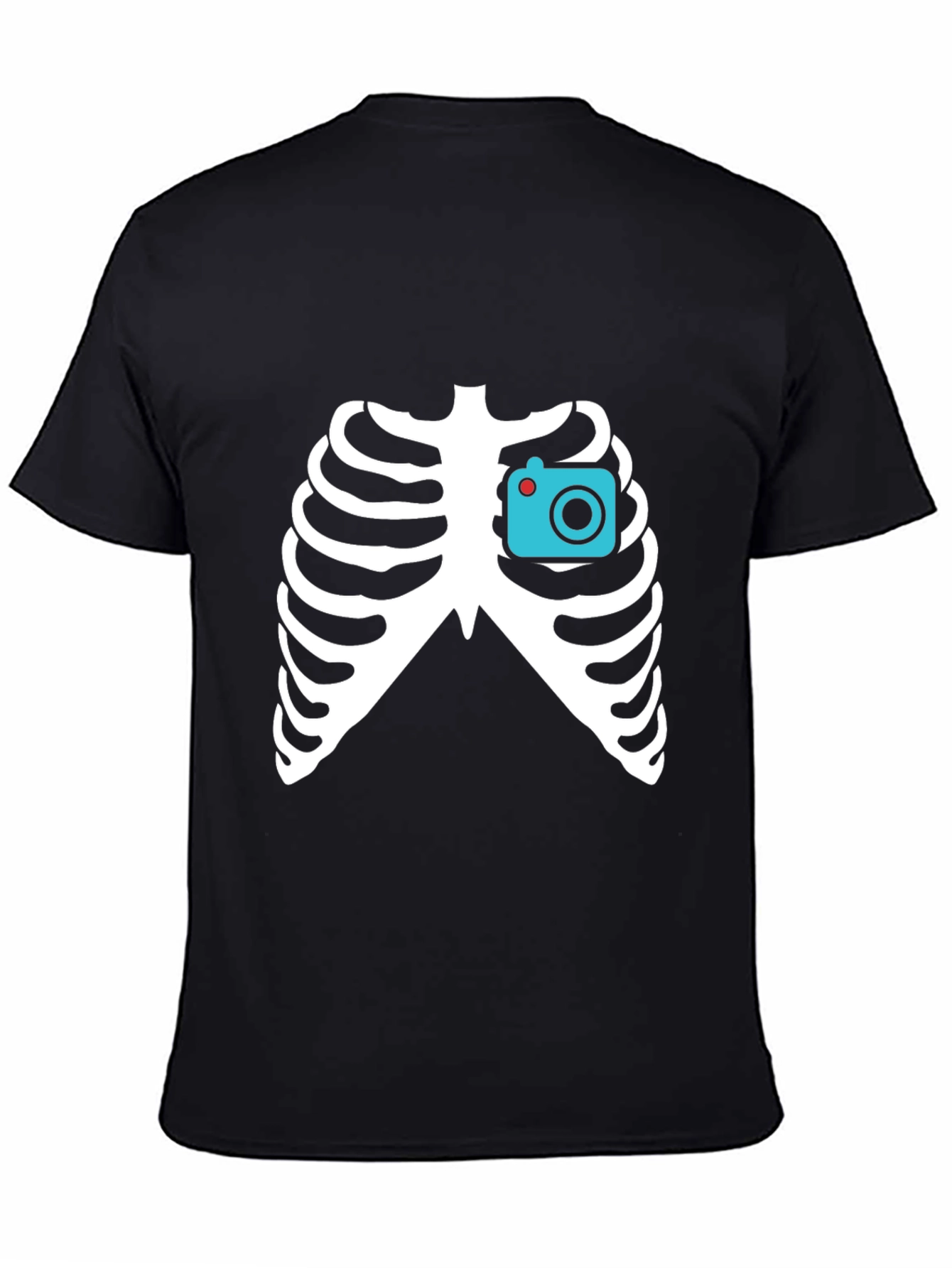 Camera Rib Cage Black Graphic T-Shirt
