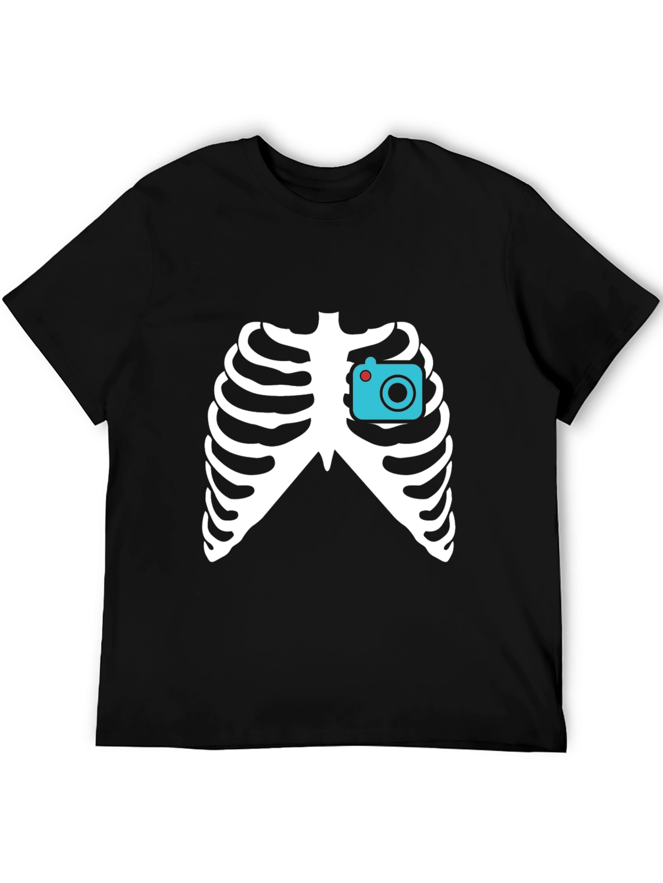 Camera Rib Cage Black Graphic T-Shirt