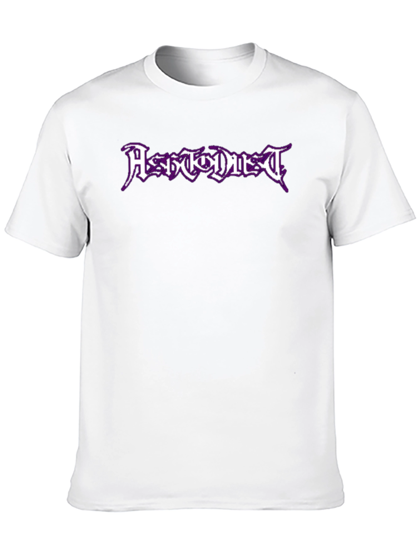 Black T-Shirt with Purple Metal Band Graphic