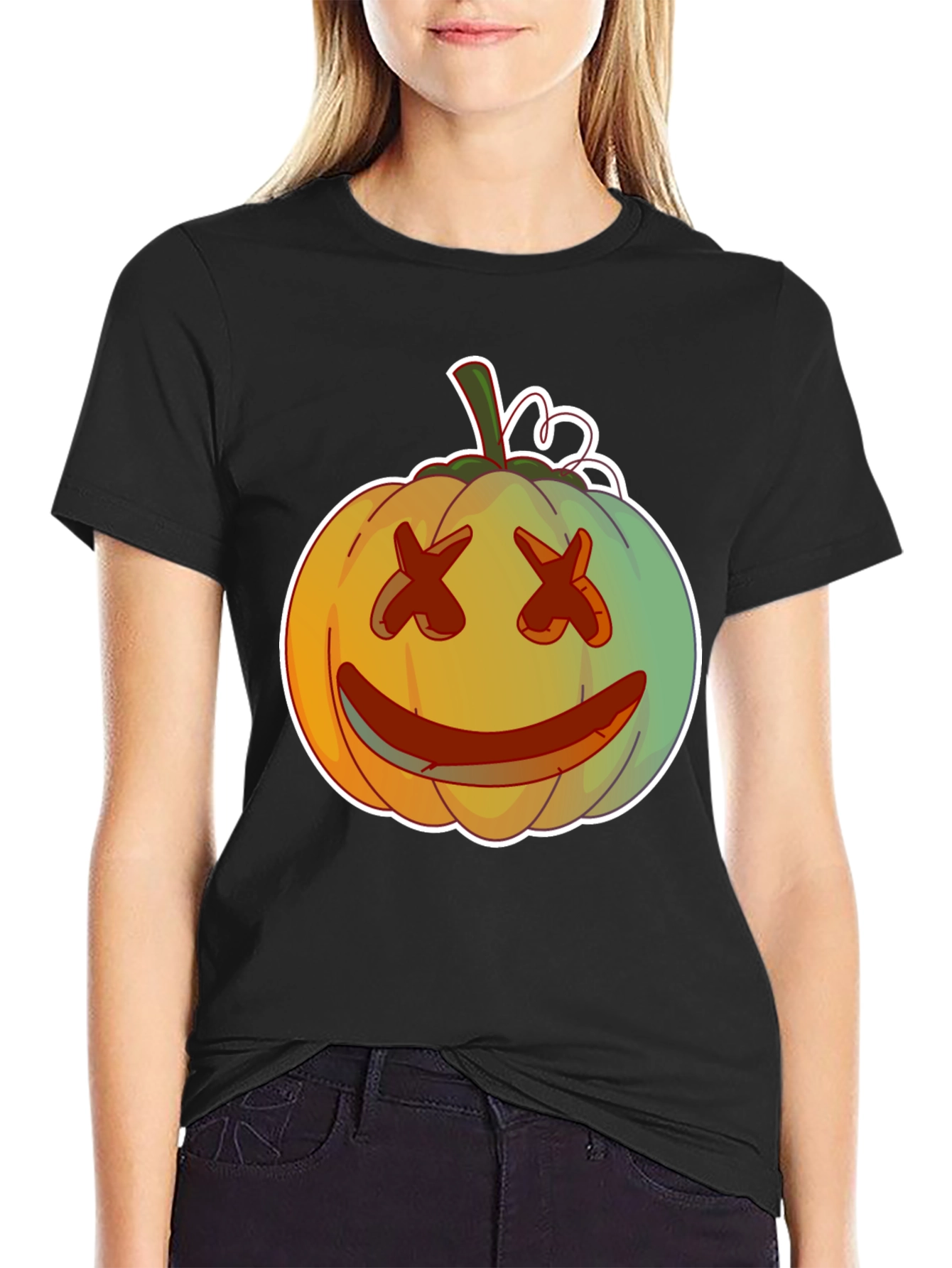 Pumpkin Face Graphic Tee - Spooky Season Style