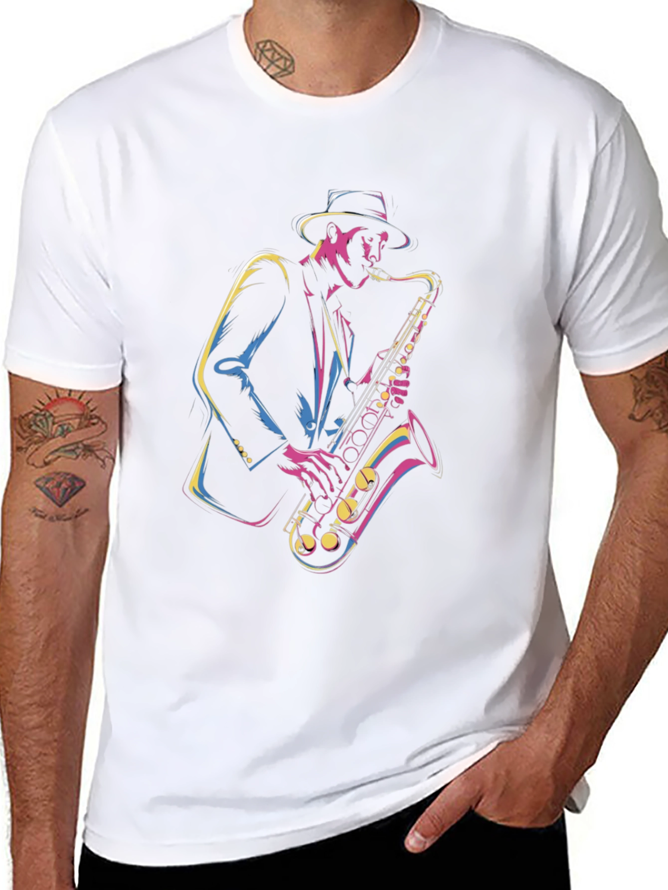 Jazz Saxophone Graphic T-Shirt - Musician Tee
