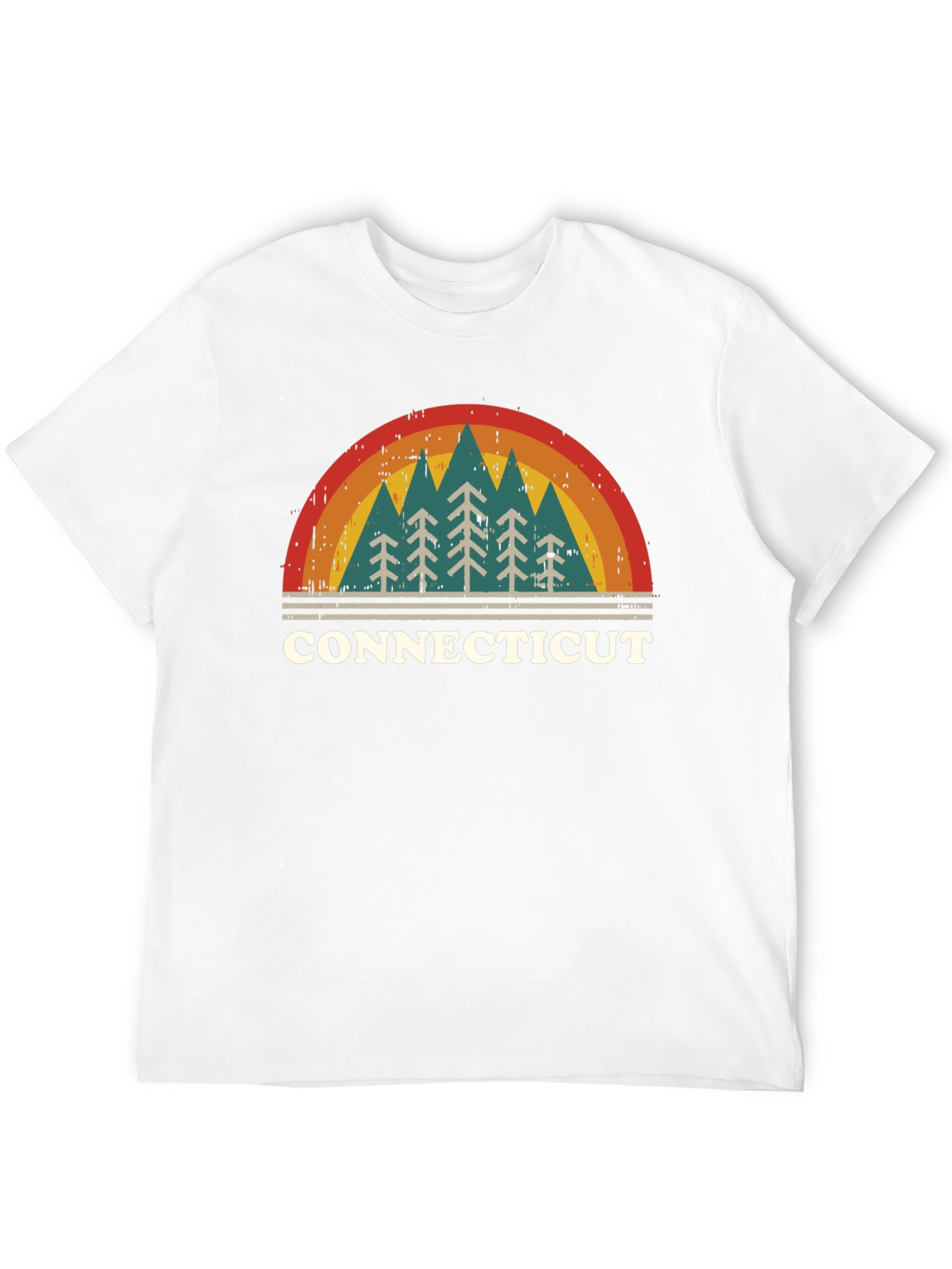 Retro Connecticut Trees Black T-Shirt