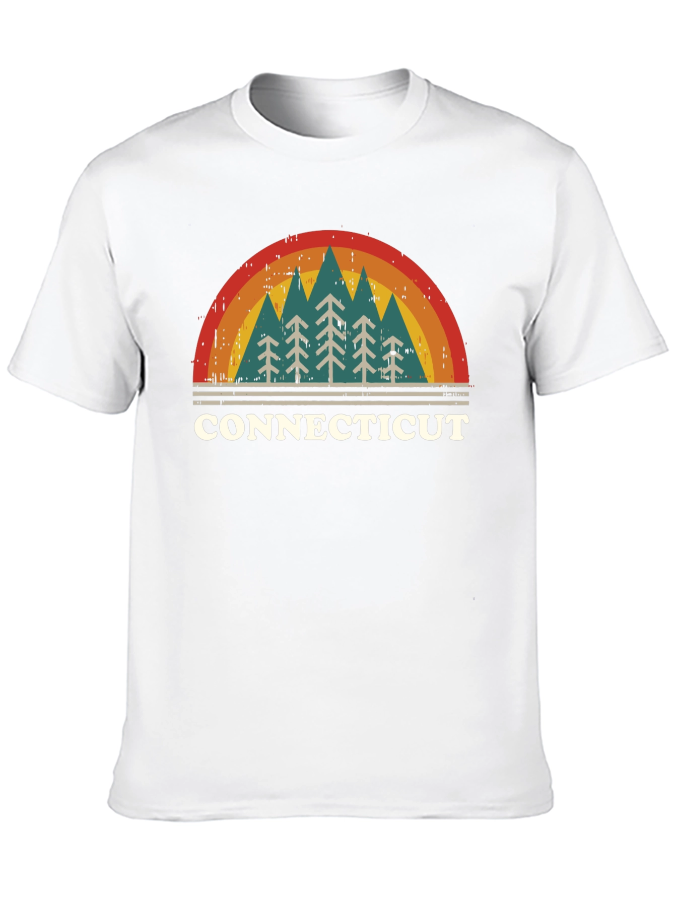 Retro Connecticut Trees Black T-Shirt