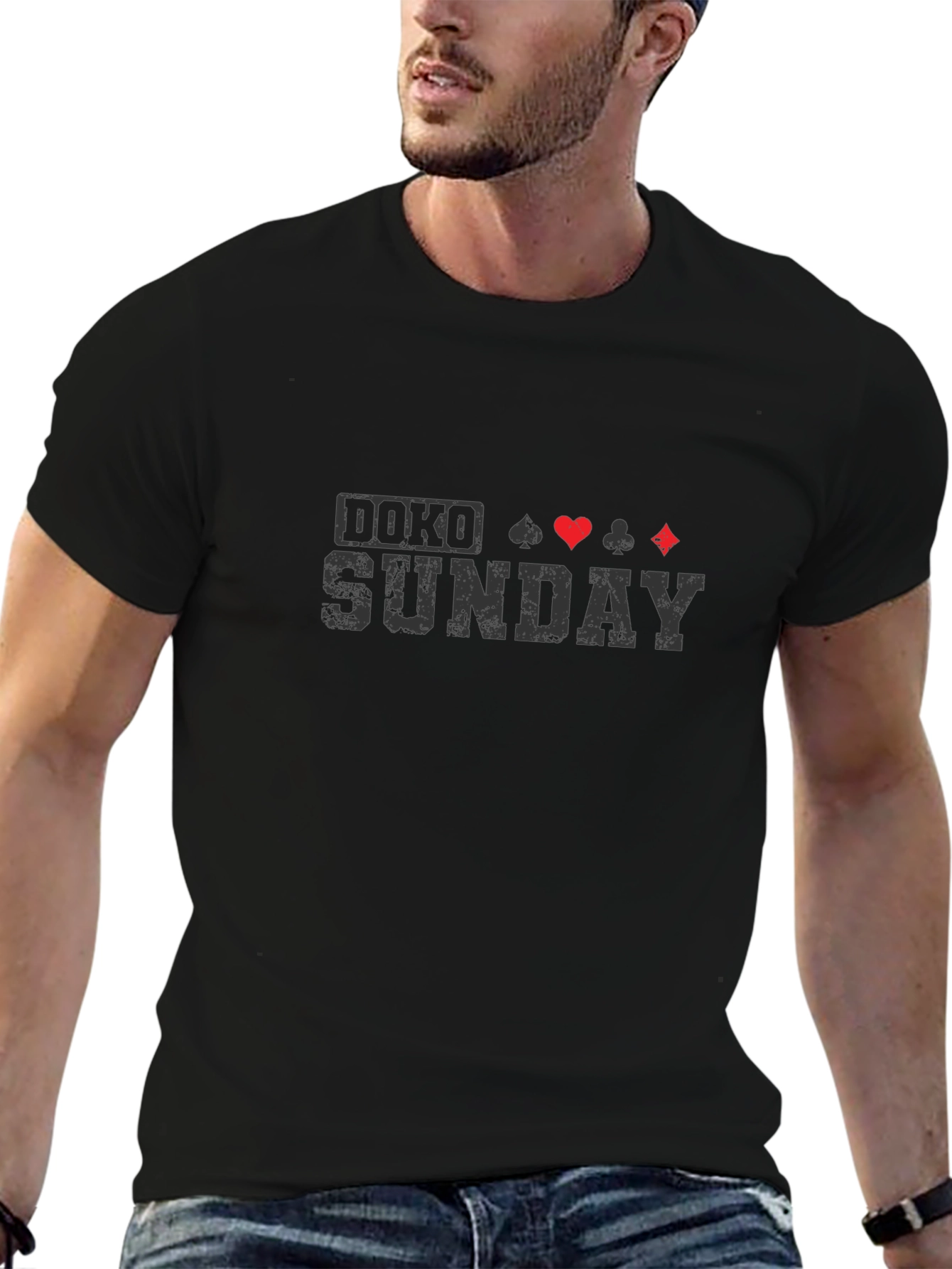 Doko Sunday Poker T-Shirt - Black Graphic Tee